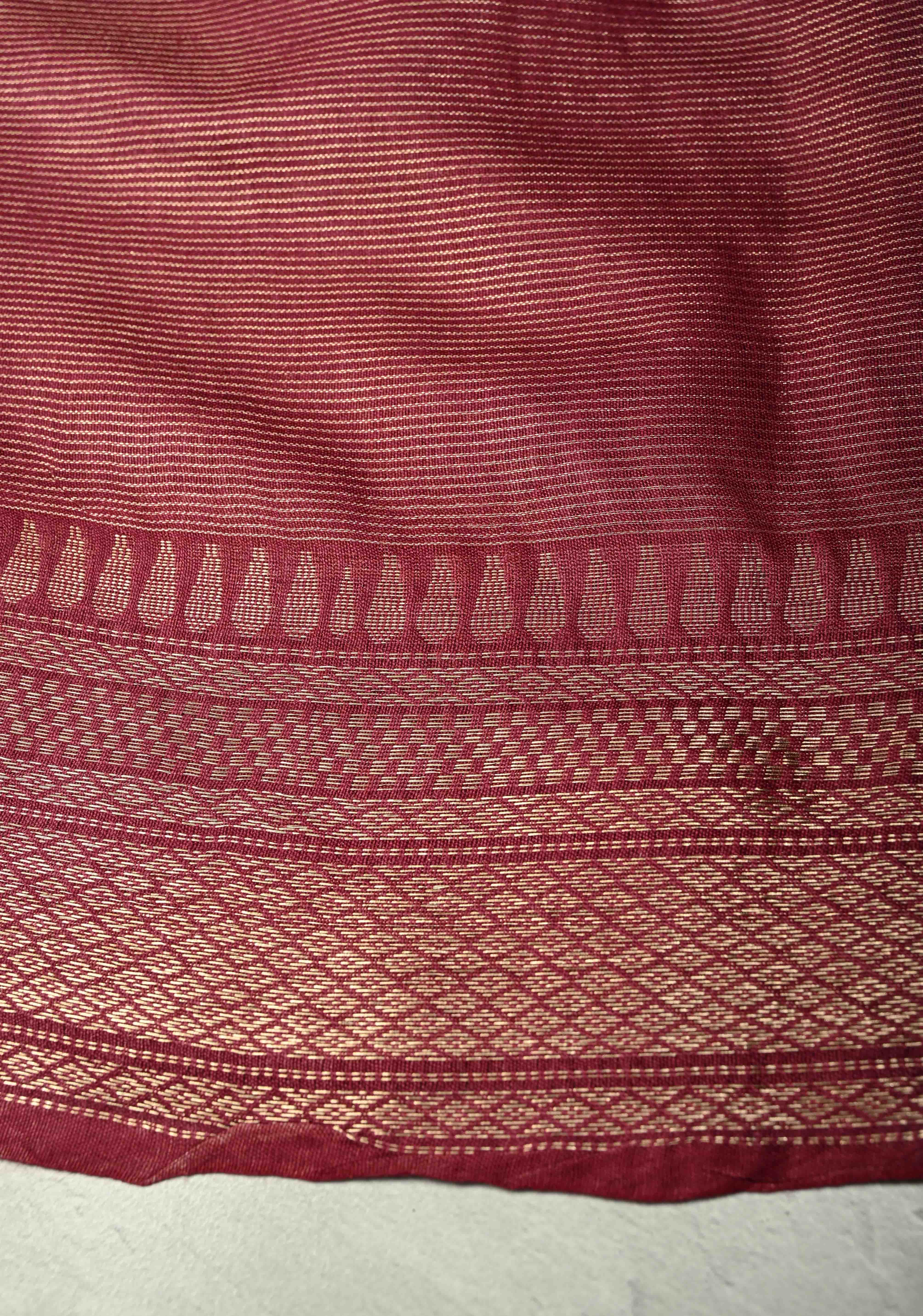 Magenta Semi Tissue Saree with Zari Border | Shobitam