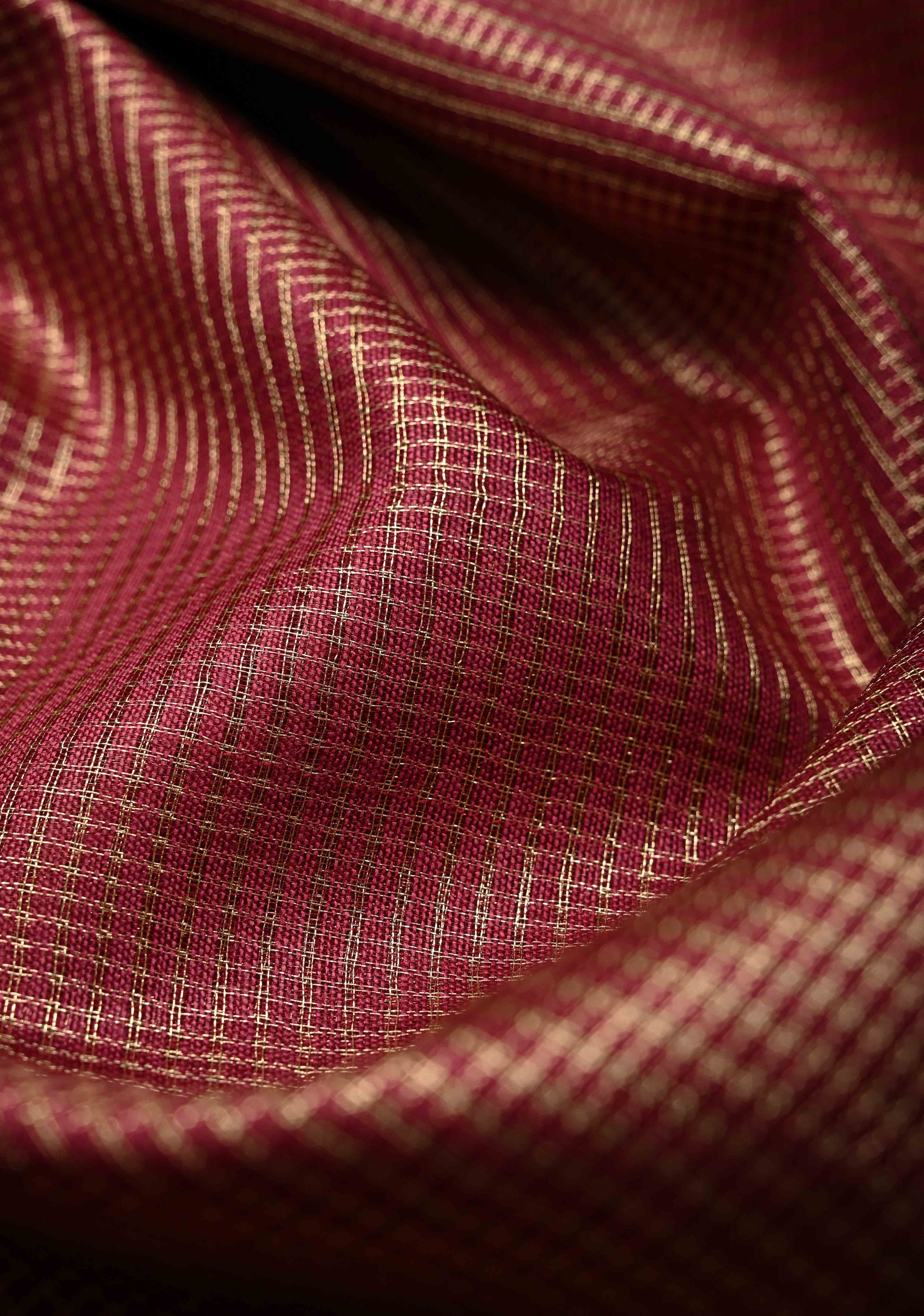 Magenta Semi Tissue Saree with Zari Border | Shobitam