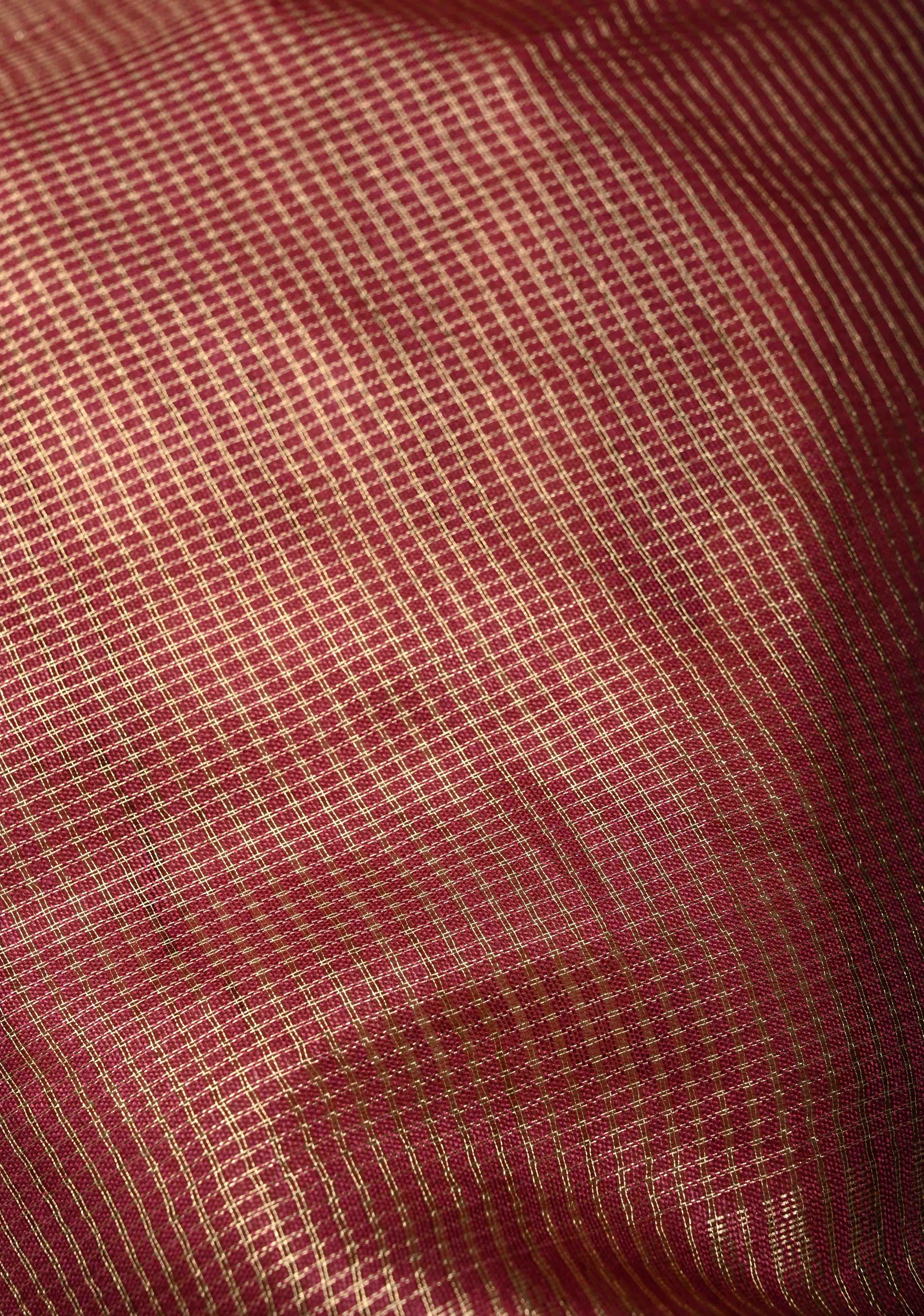 Magenta Semi Tissue Saree with Zari Border | Shobitam