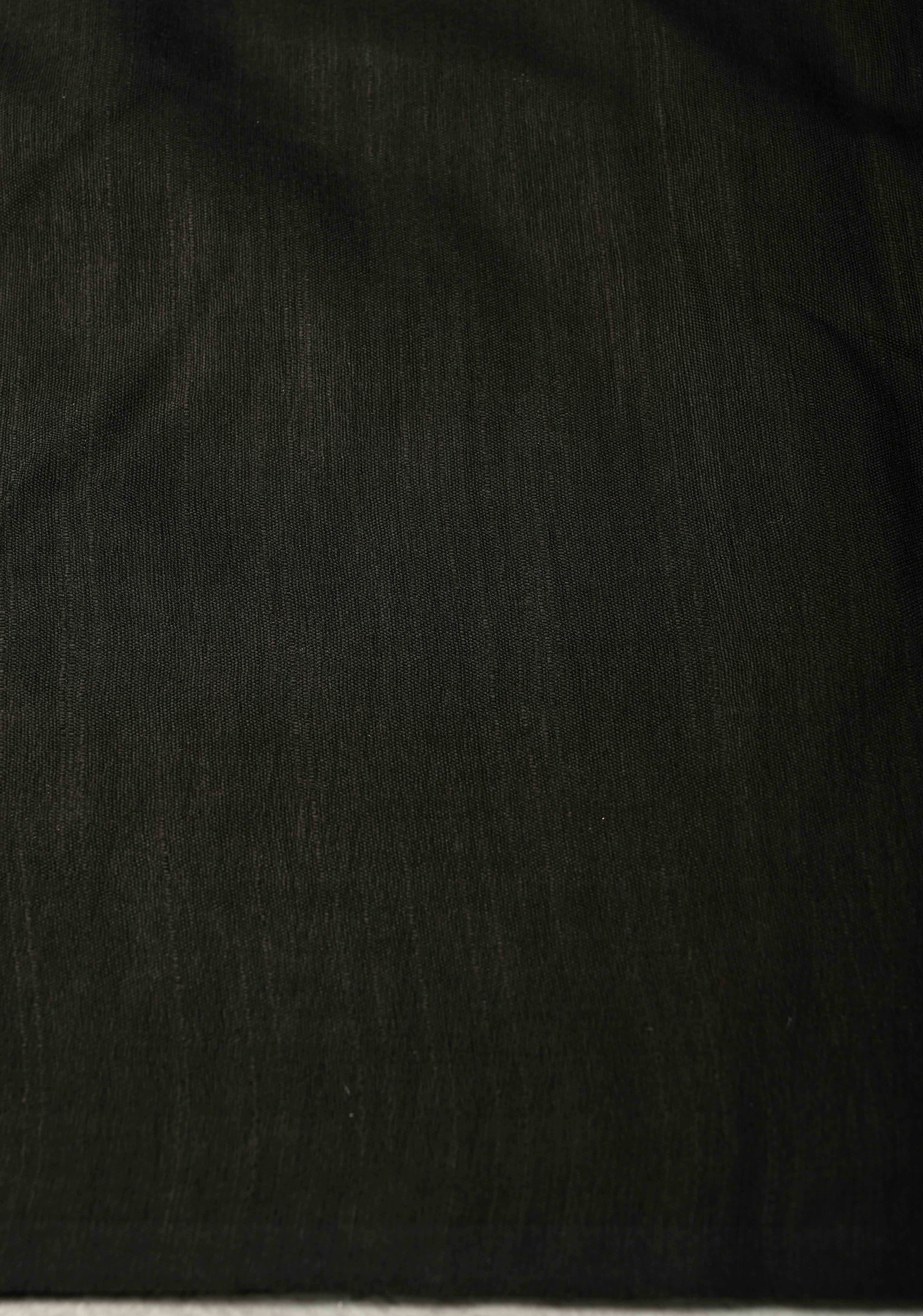 Black Borderless Semi Tussar Saree with Zari Polka Dots and Thread Stripes | Shobitam