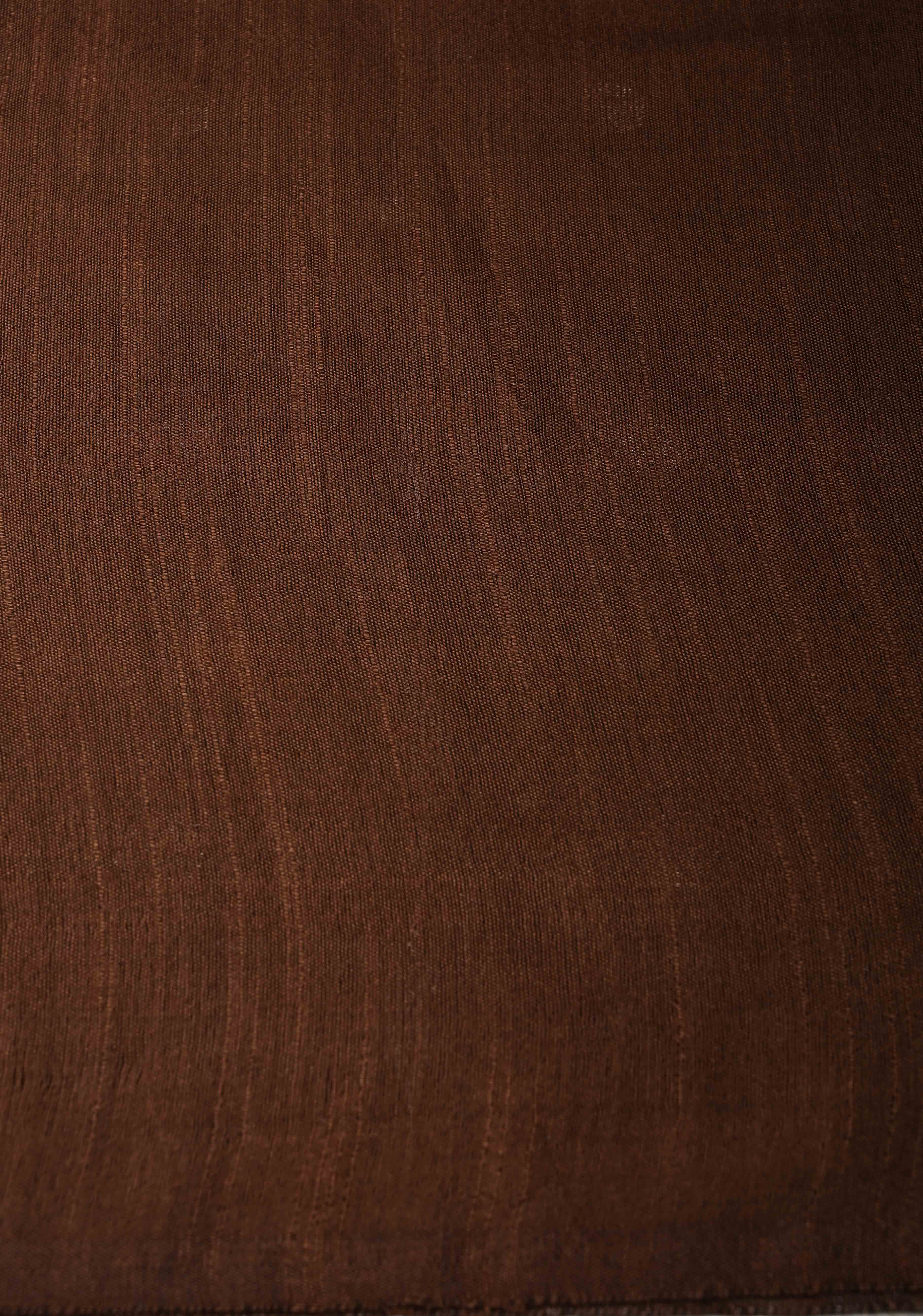 Coffee Brown Borderless Semi Tussar Saree with Zari Polka Dots and Thread Stripes | Shobitam