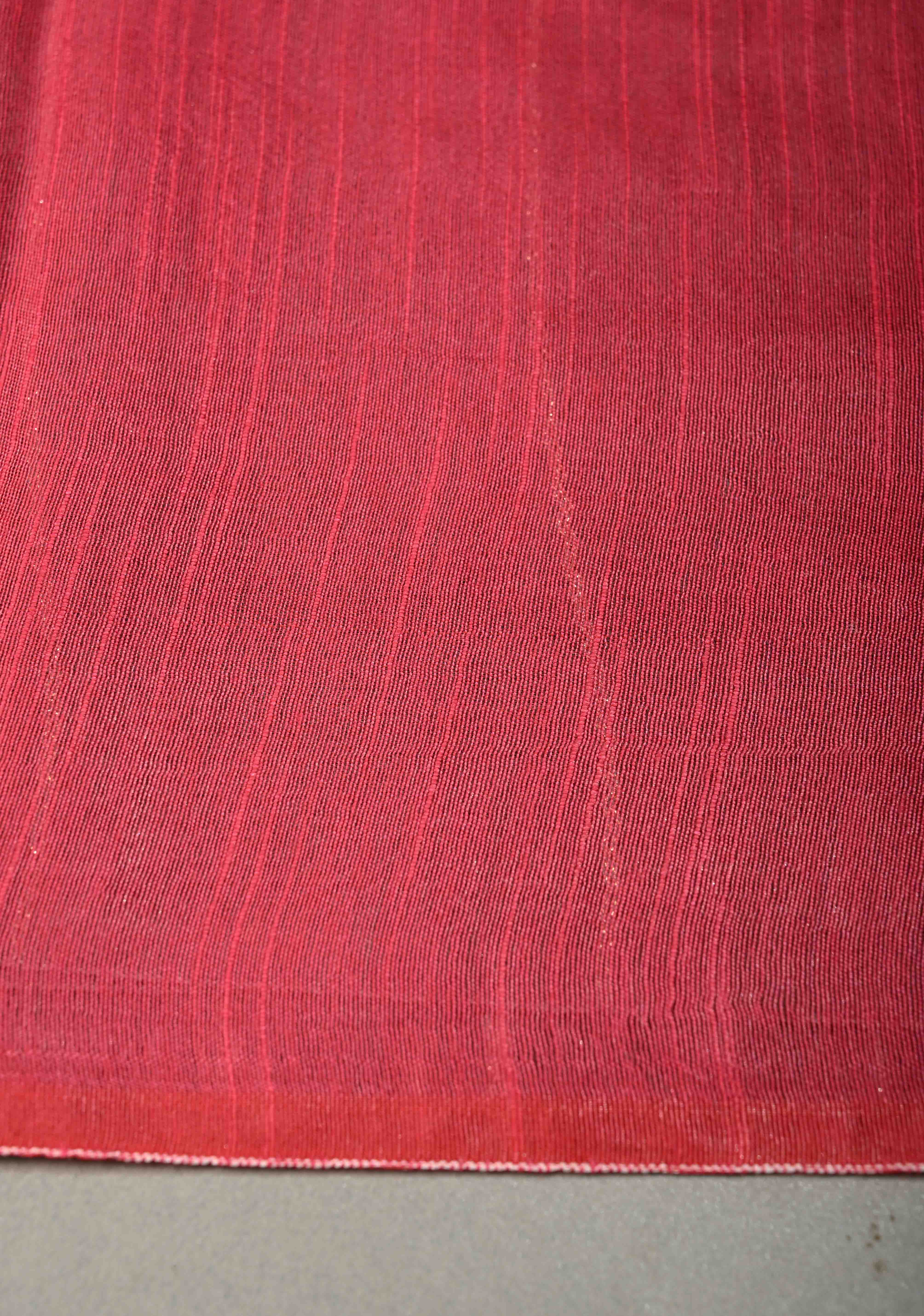 Gray Borderless Semi Tussar Saree with Thread Horizontal Stripes and Contrast Pallu | Shobitam