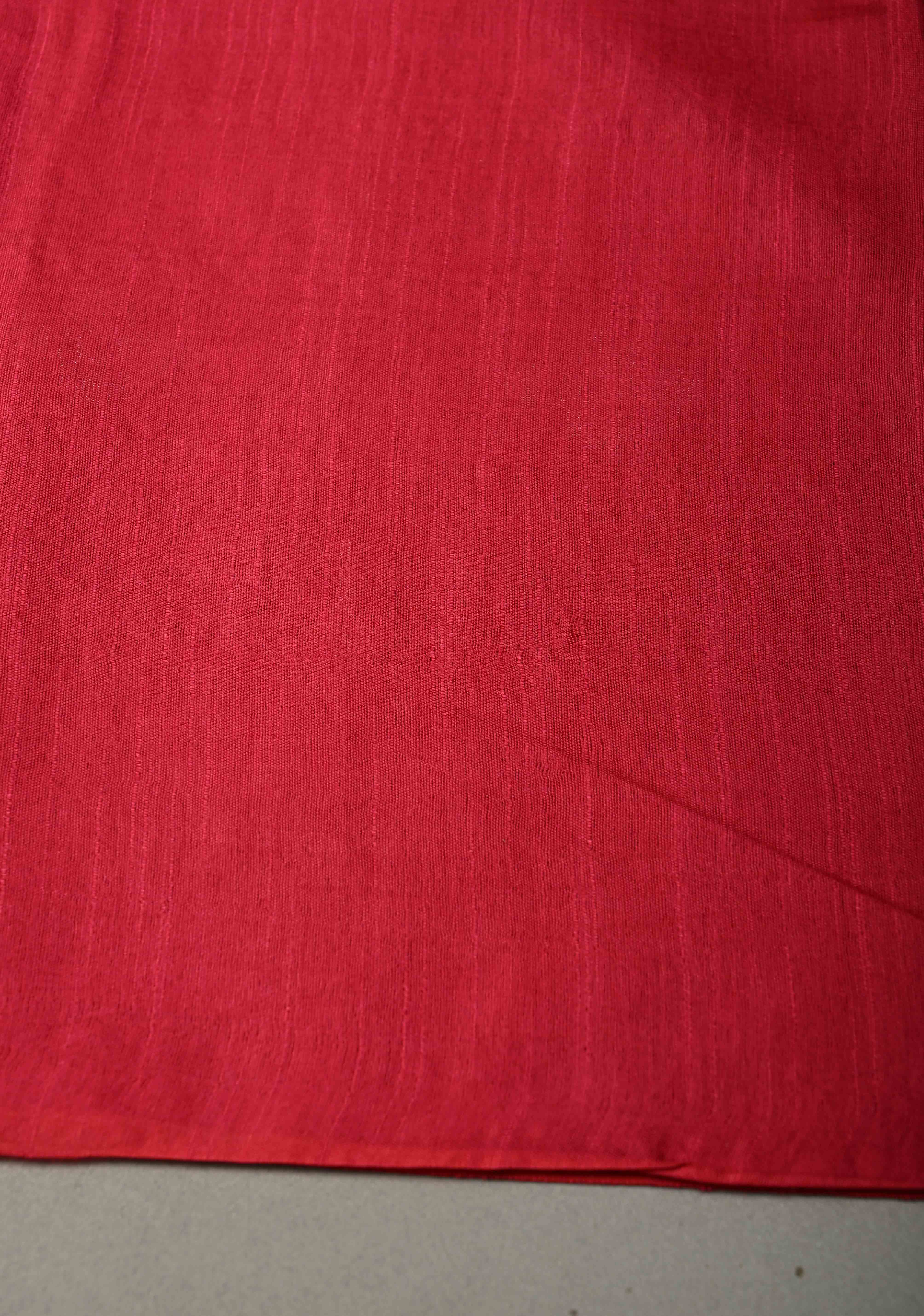 Rani Pink Borderless Semi Tussar Saree with Thread and Zari Buttas | Shobitam