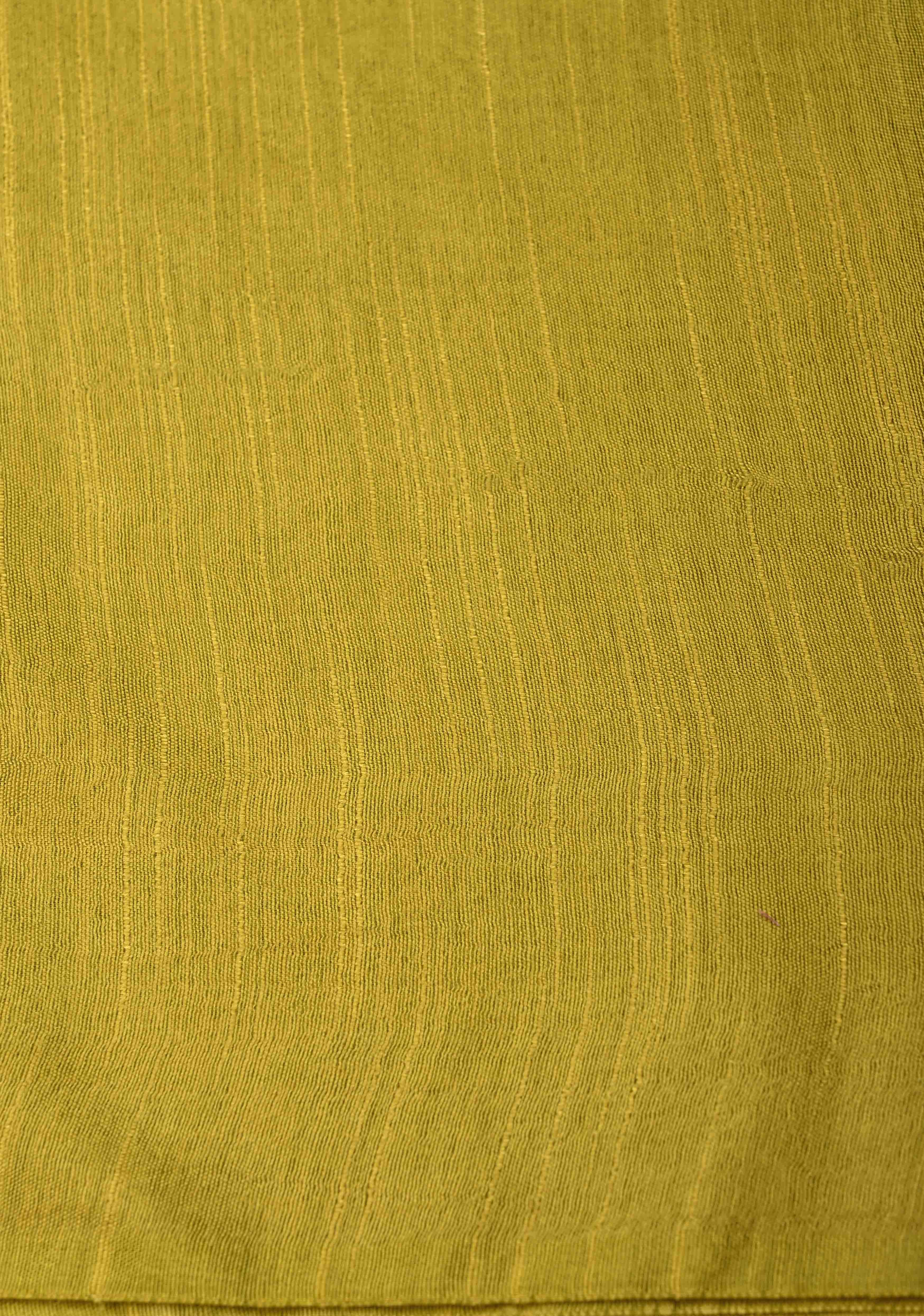 Moss Green Borderless Semi Tussar Saree with Zari and Thread Buttas | Shobitam