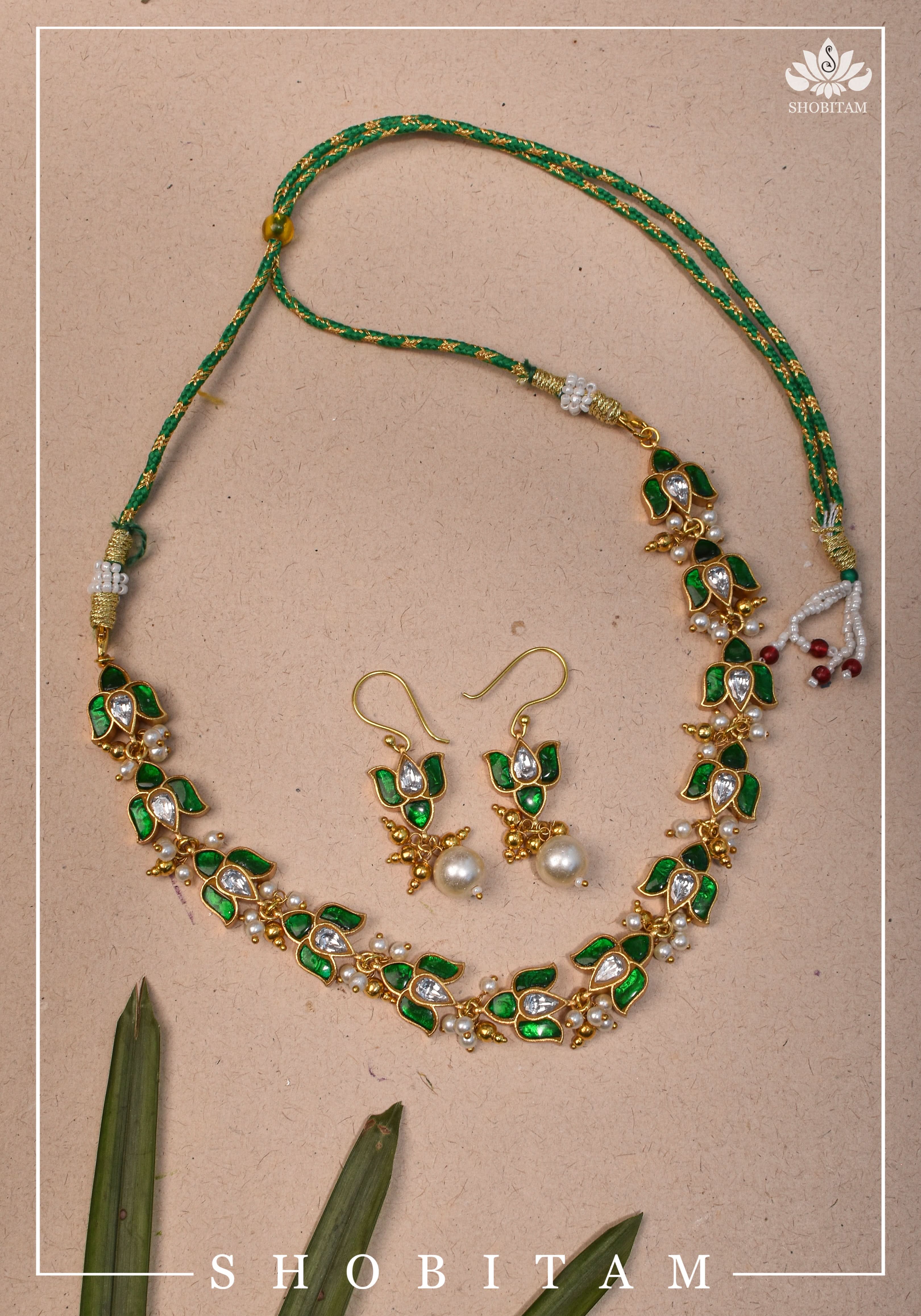Translucent Lotus Flexible necklace set | Shobitam Jewelry