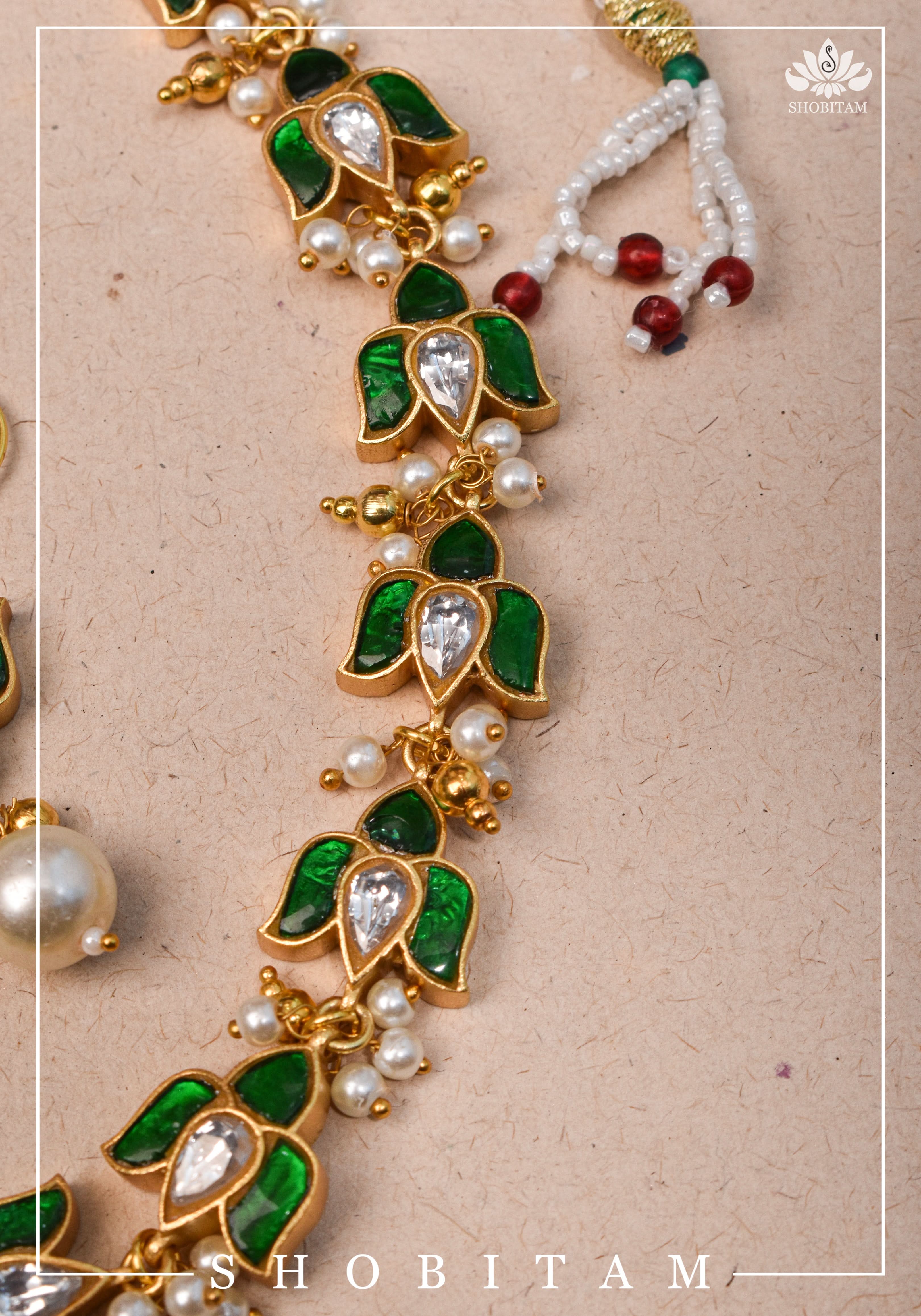 Translucent Lotus Flexible necklace set | Shobitam Jewelry