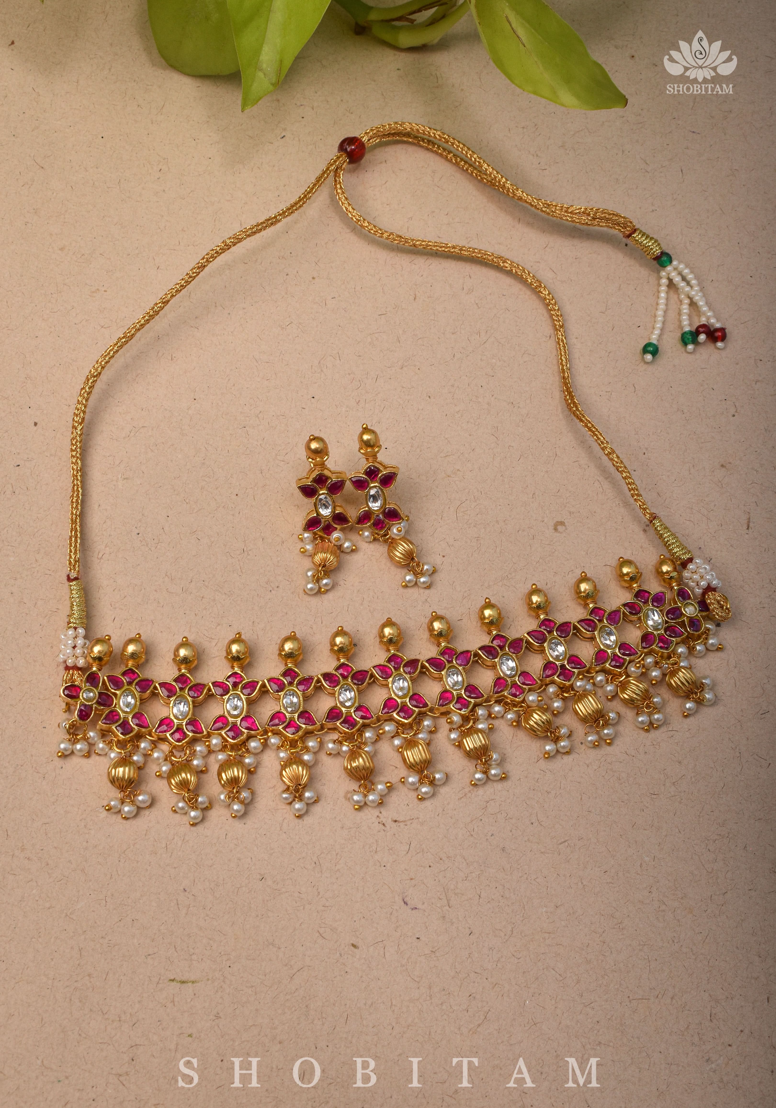 Microplated Kundan Jadau Lightweight Choker set | Shobitam Jewelry