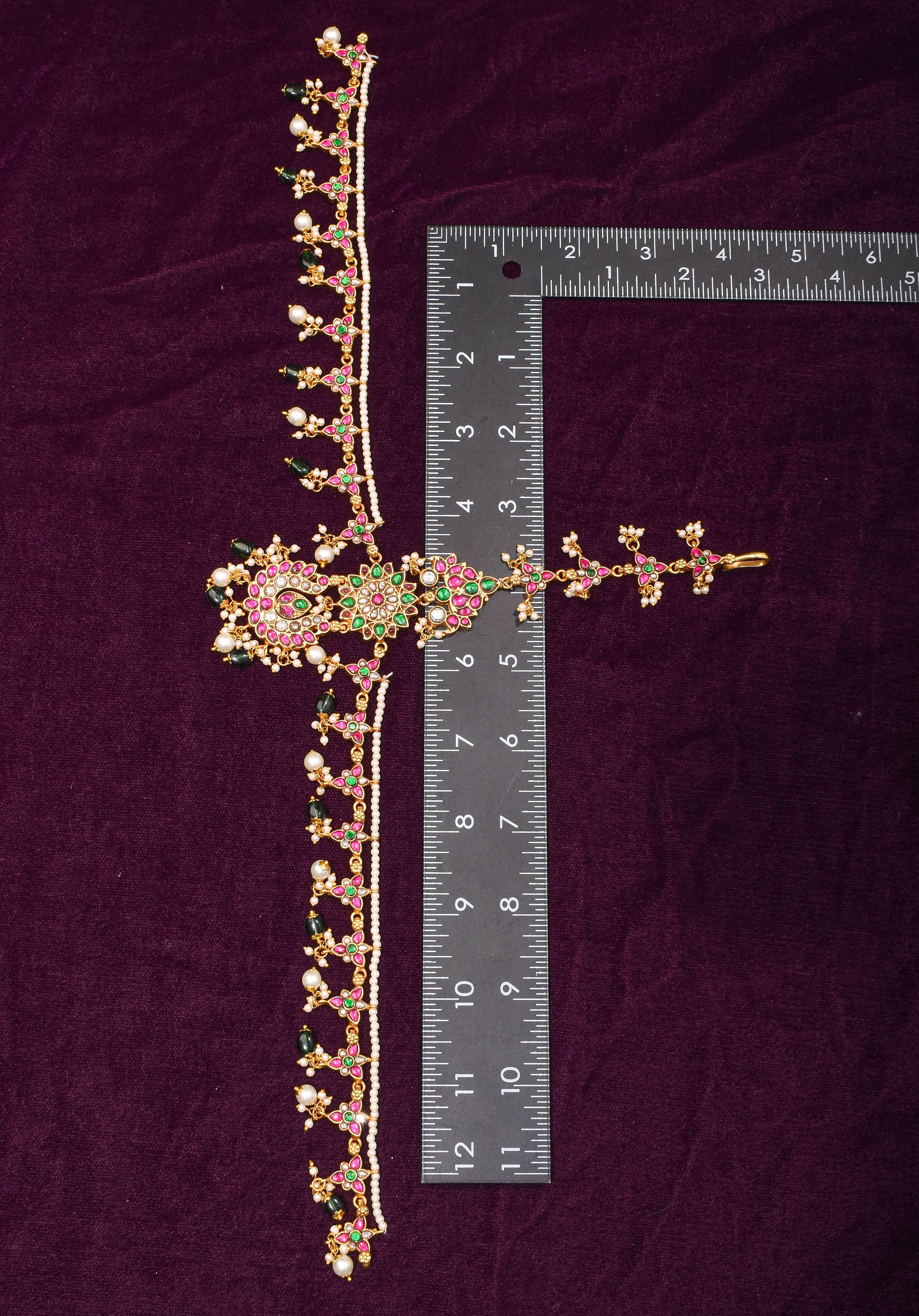 Maang Tika and Sheeshphool Ahmedabadi Kundan Hair Ornament | SHOBITAM