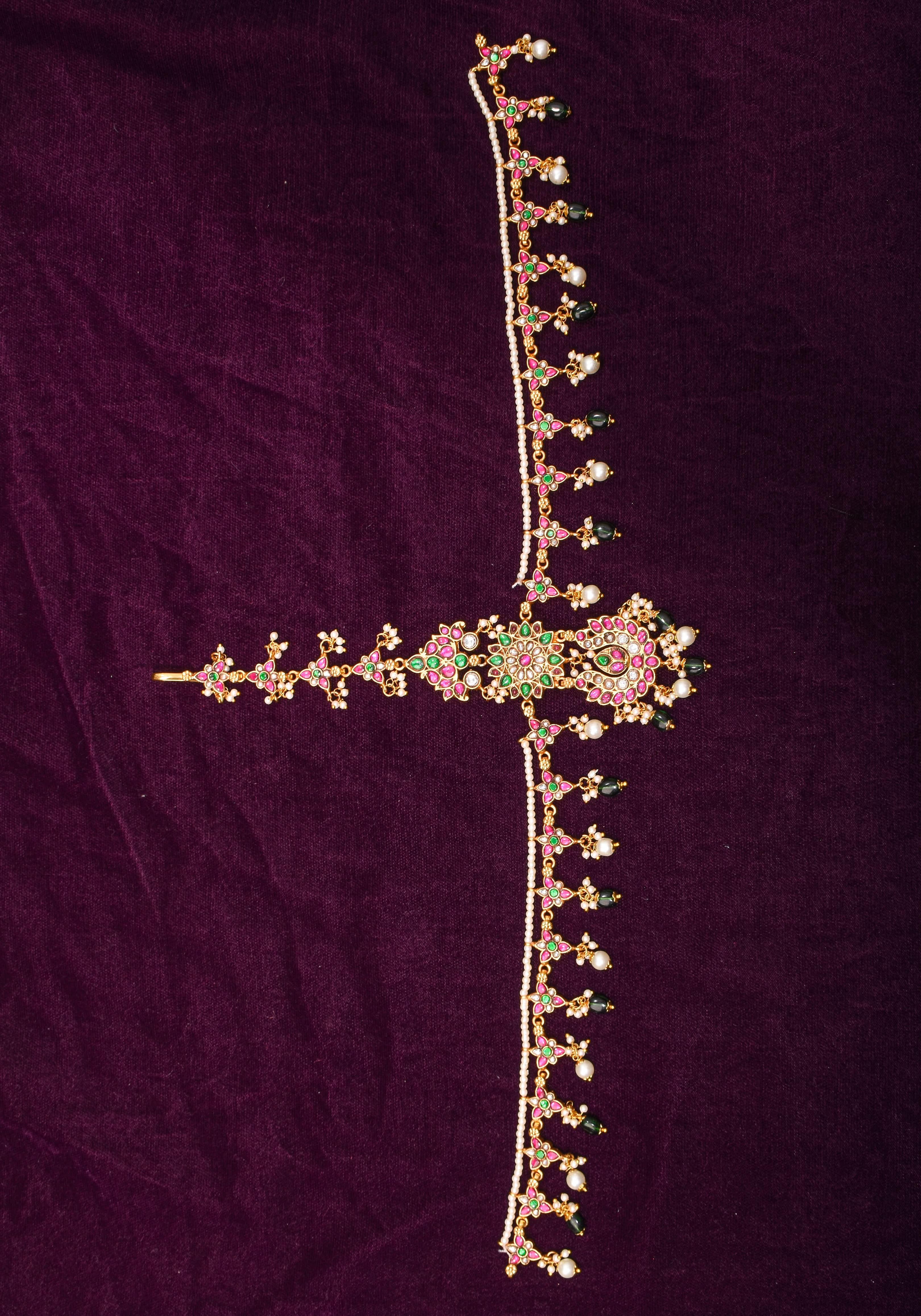 Maang Tika and Sheeshphool Ahmedabadi Kundan Hair Ornament | SHOBITAM