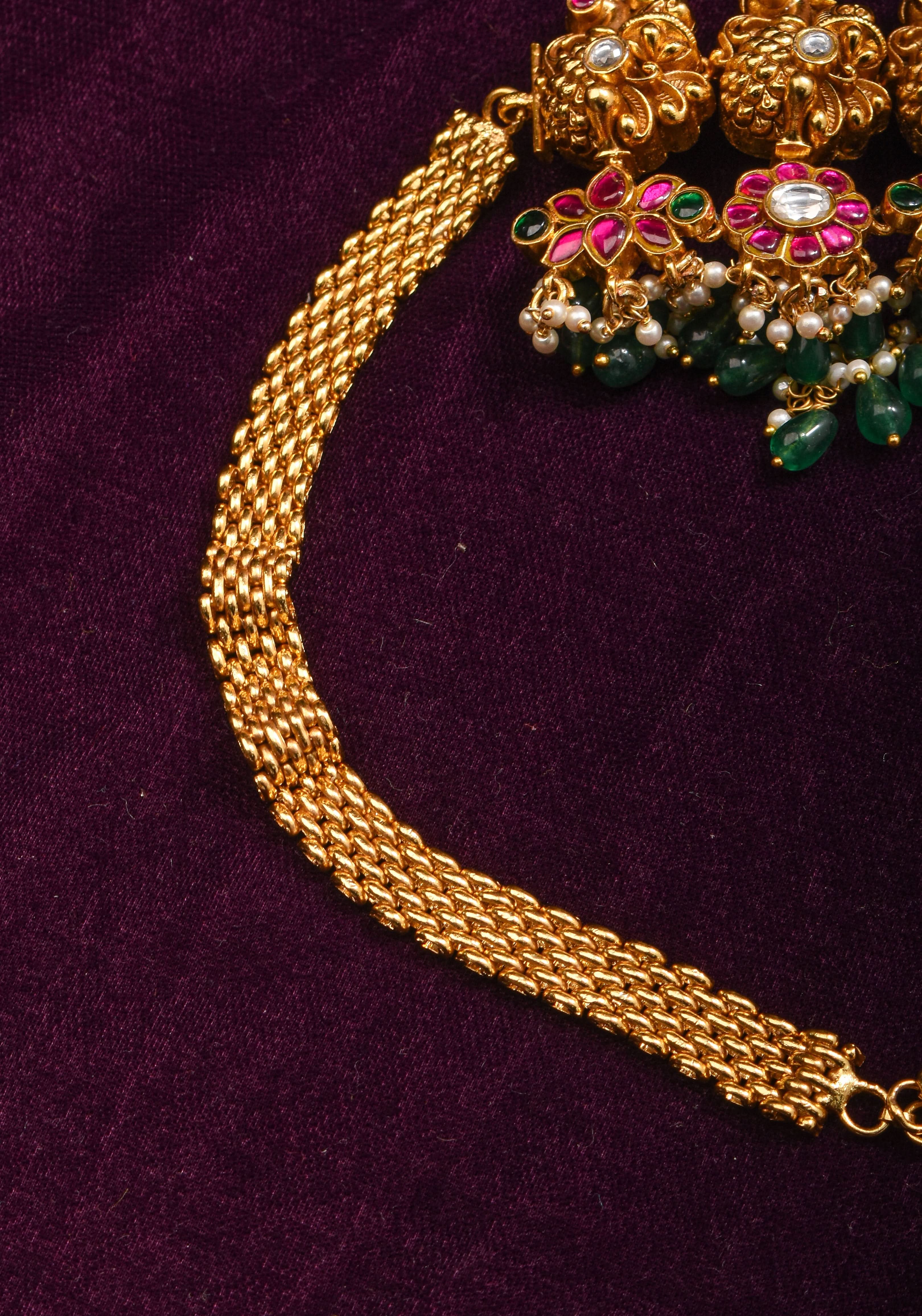 Nagas Handcrafted Lakshmi Hip Chain with Jadau Work | Shobitam Jewelry