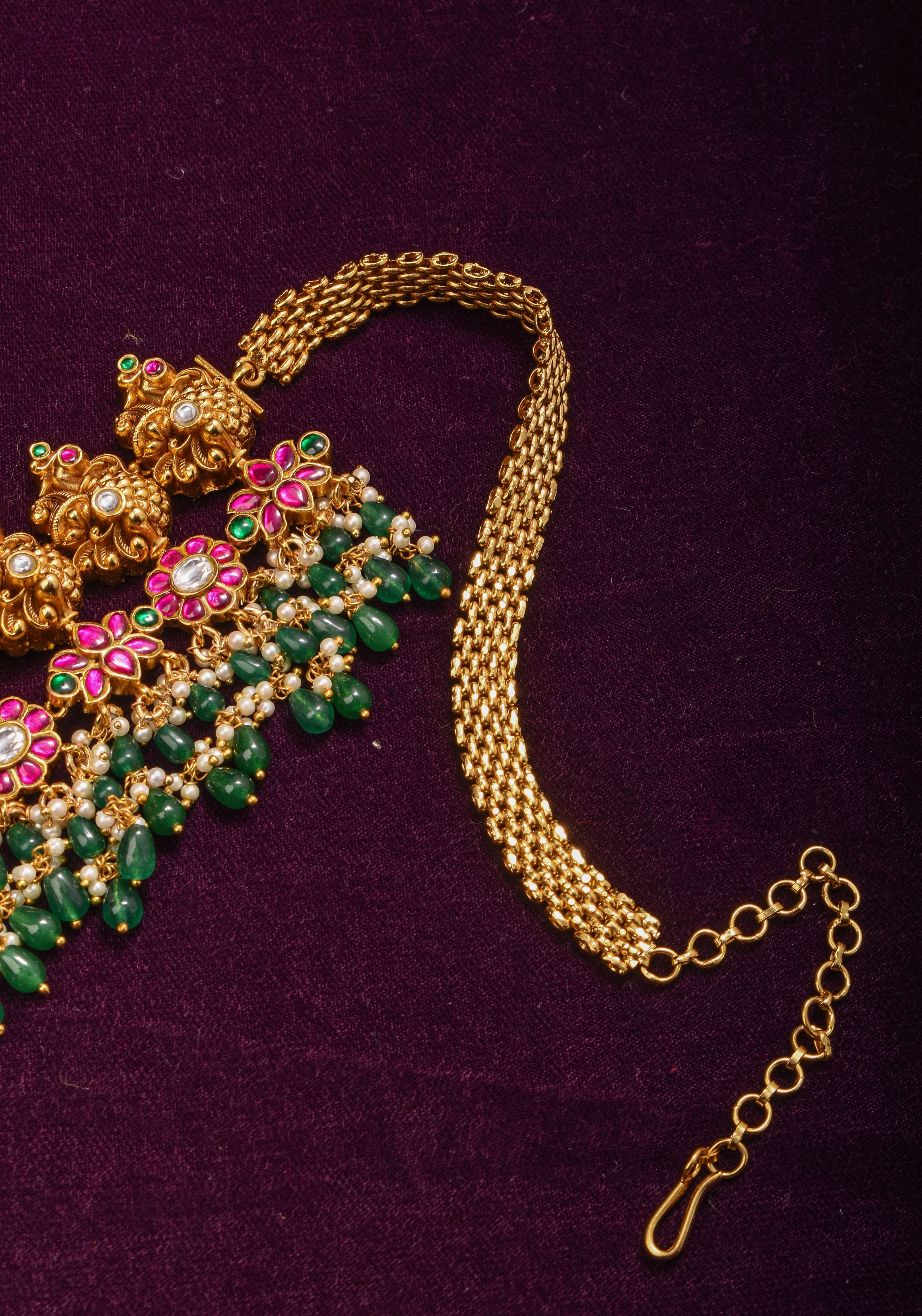 Nagas Handcrafted Lakshmi Hip Chain with Jadau Work | Shobitam Jewelry
