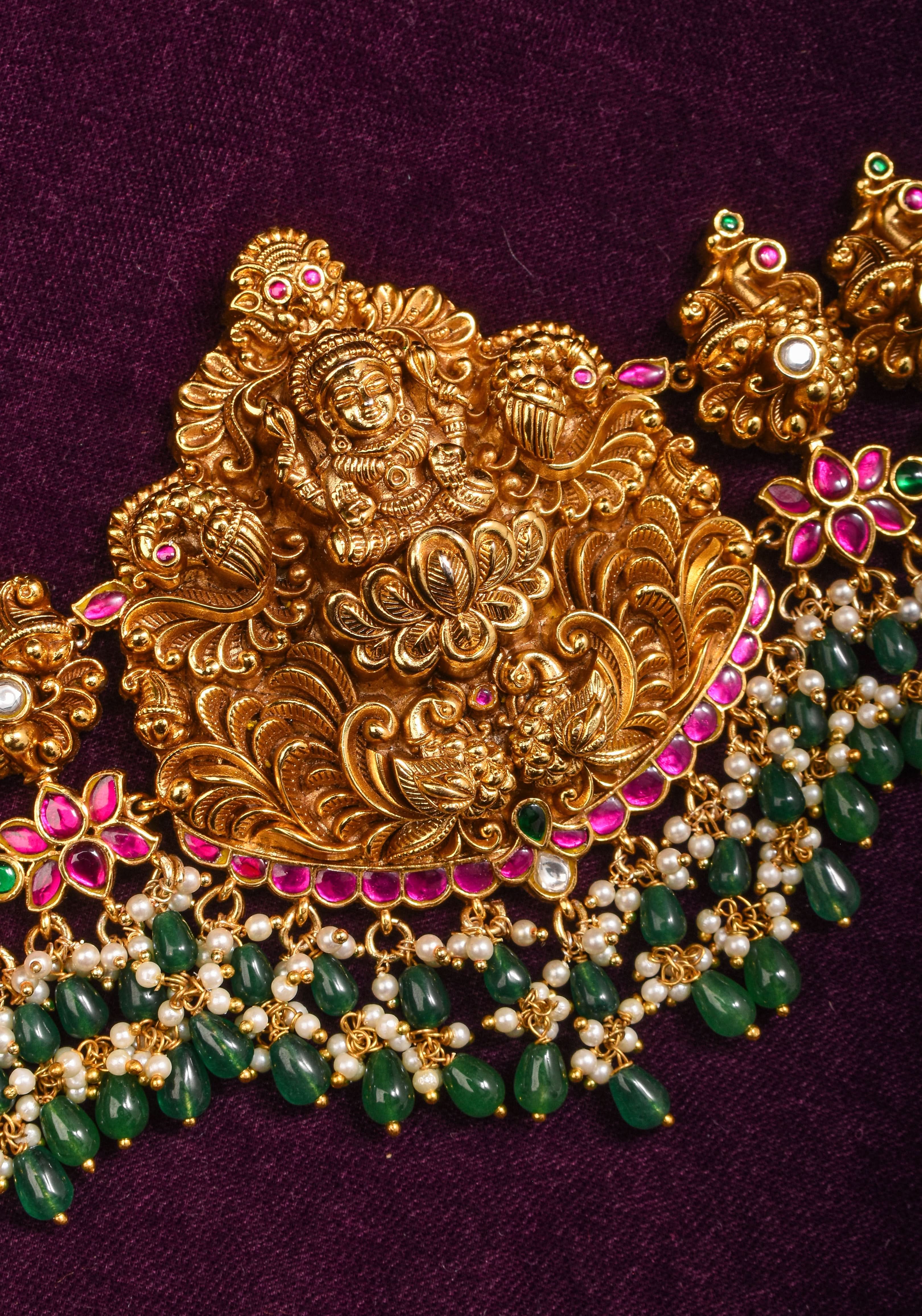 Nagas Handcrafted Lakshmi Hip Chain with Jadau Work | Shobitam Jewelry