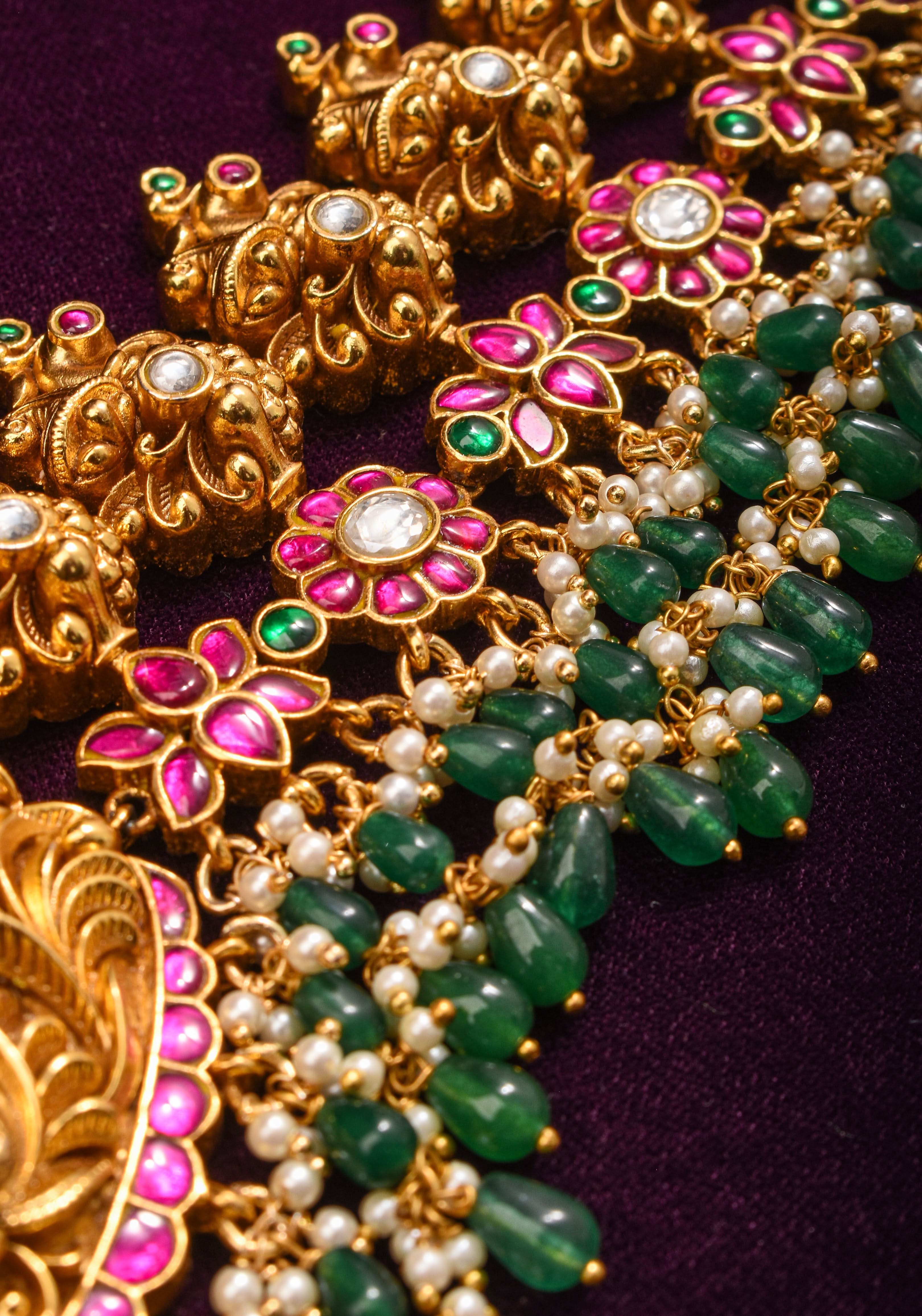 Nagas Handcrafted Lakshmi Hip Chain with Jadau Work | Shobitam Jewelry