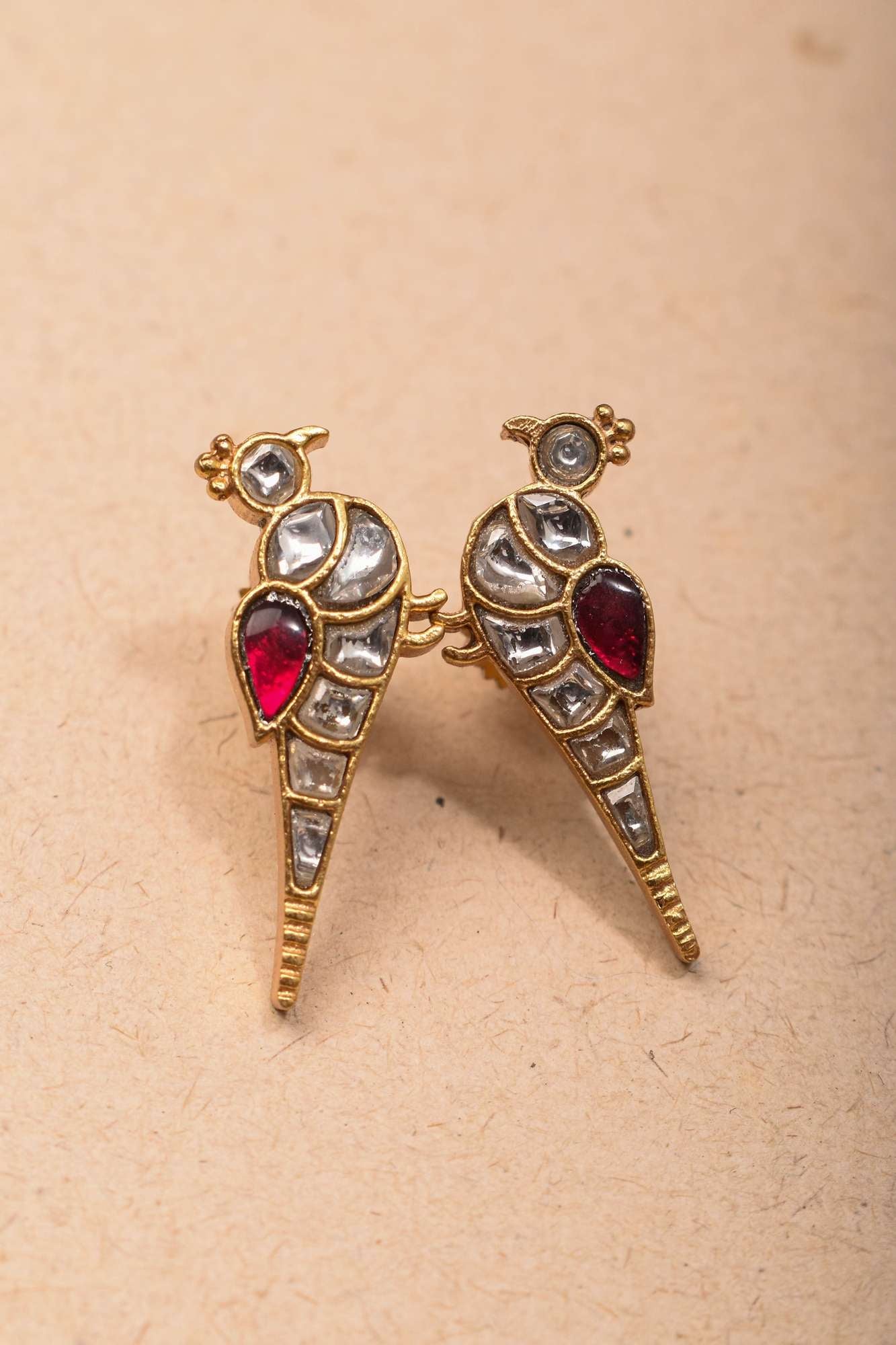 Peacock Choker Set With Kundan Stone in Black Thread And Matching Earrings