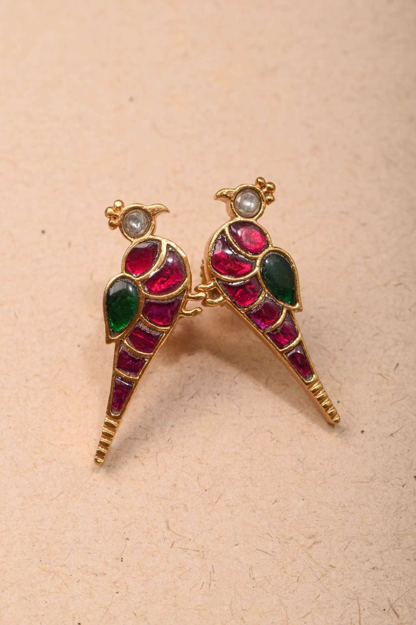 Peacock Choker Set With Kundan Stone in Black Thread And Matching Earrings