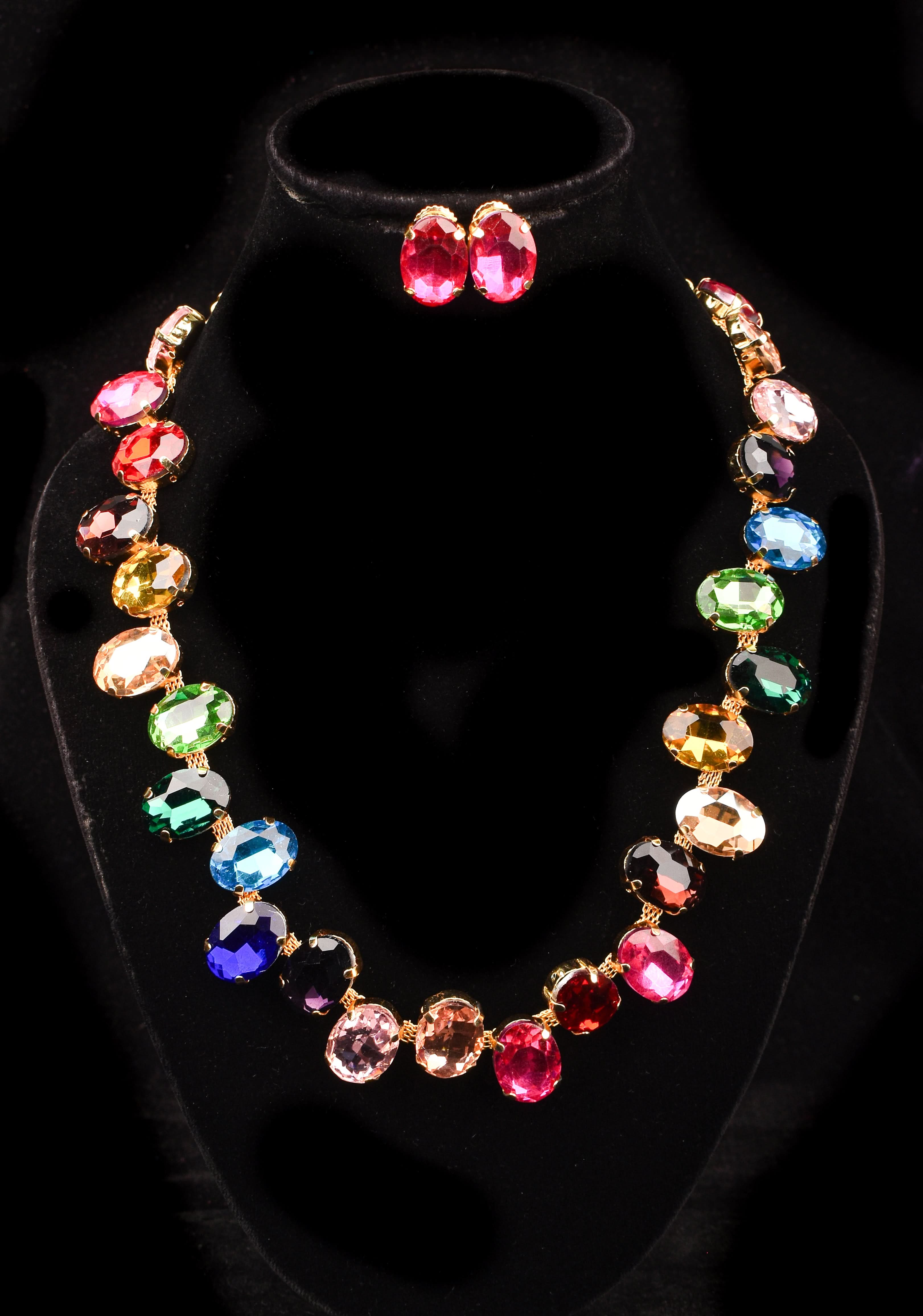 Multicolor Stones Chunky Necklace Set | Shobitam Jewelry