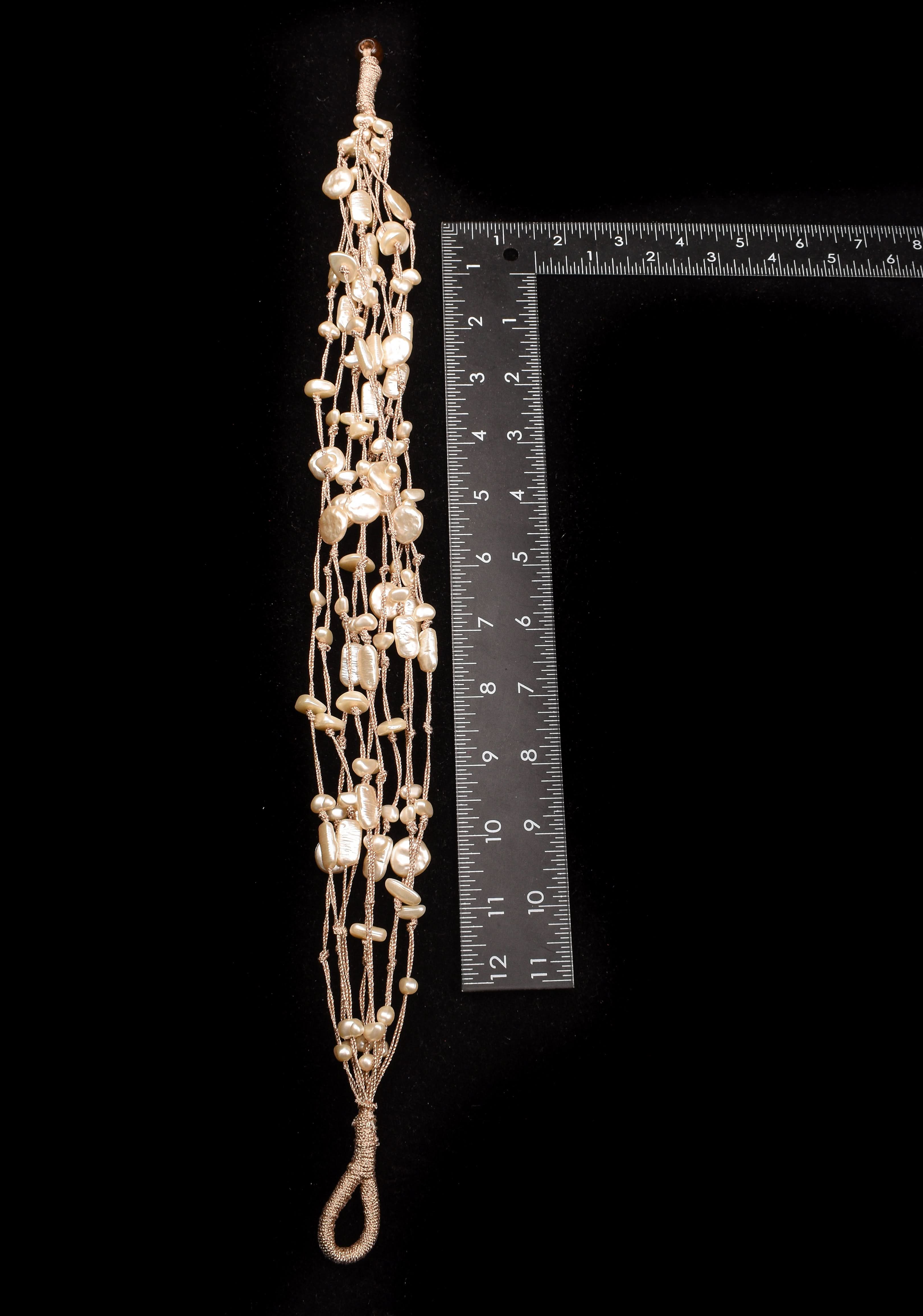 Baroque pearls multistrand contemporary necklace in Ivory, no earrings | Shobitam