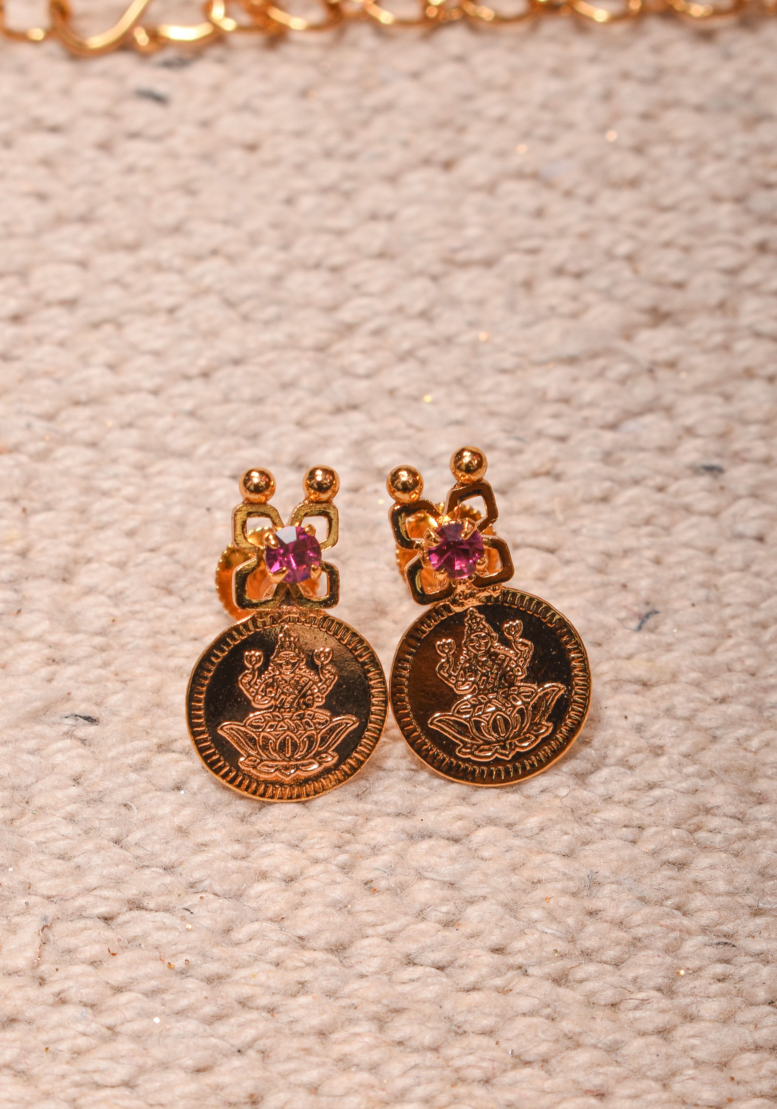 Gold tone Lakshmi Coin Layer Necklace with Earrings | Shobitam