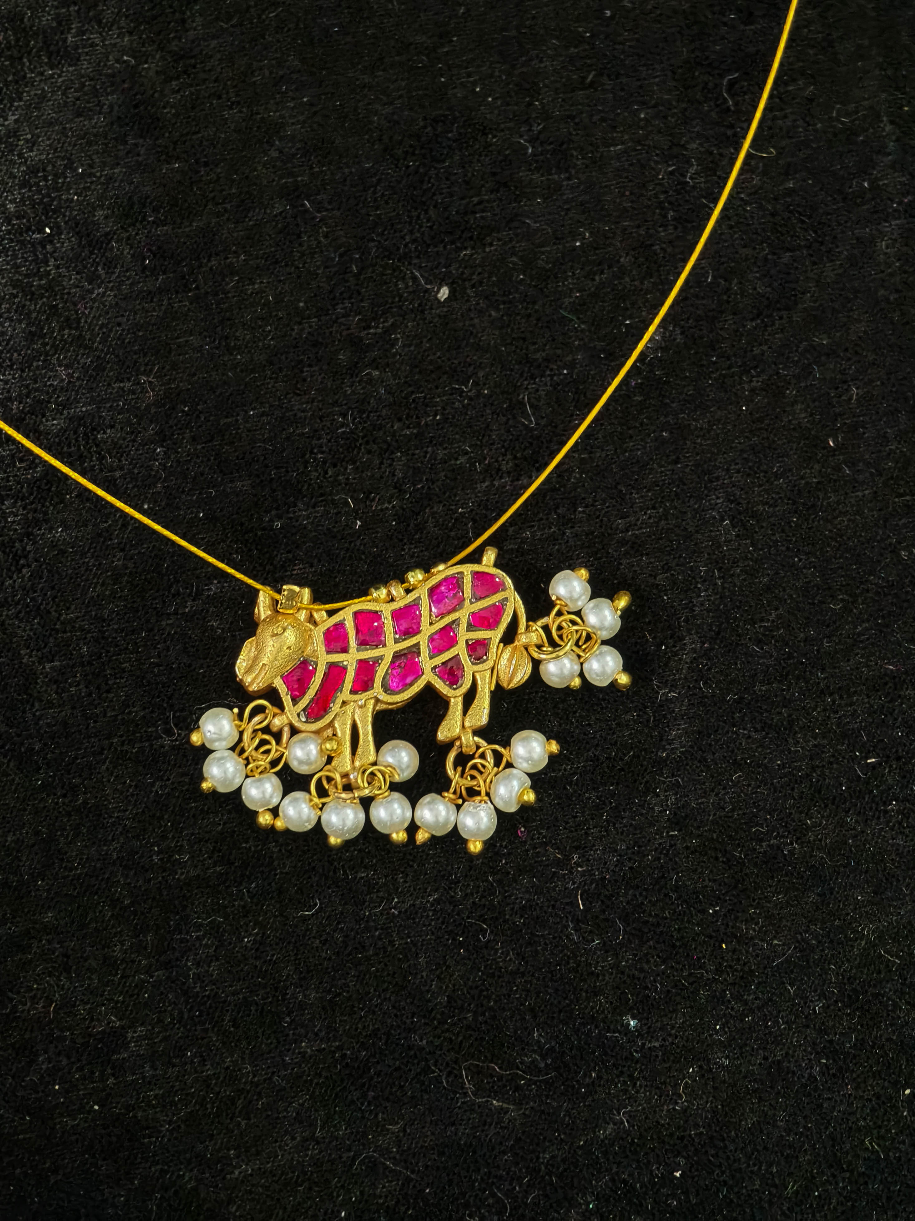 Pichwai Pendant with Pearls on Wire Base pendant | SHOBITAM