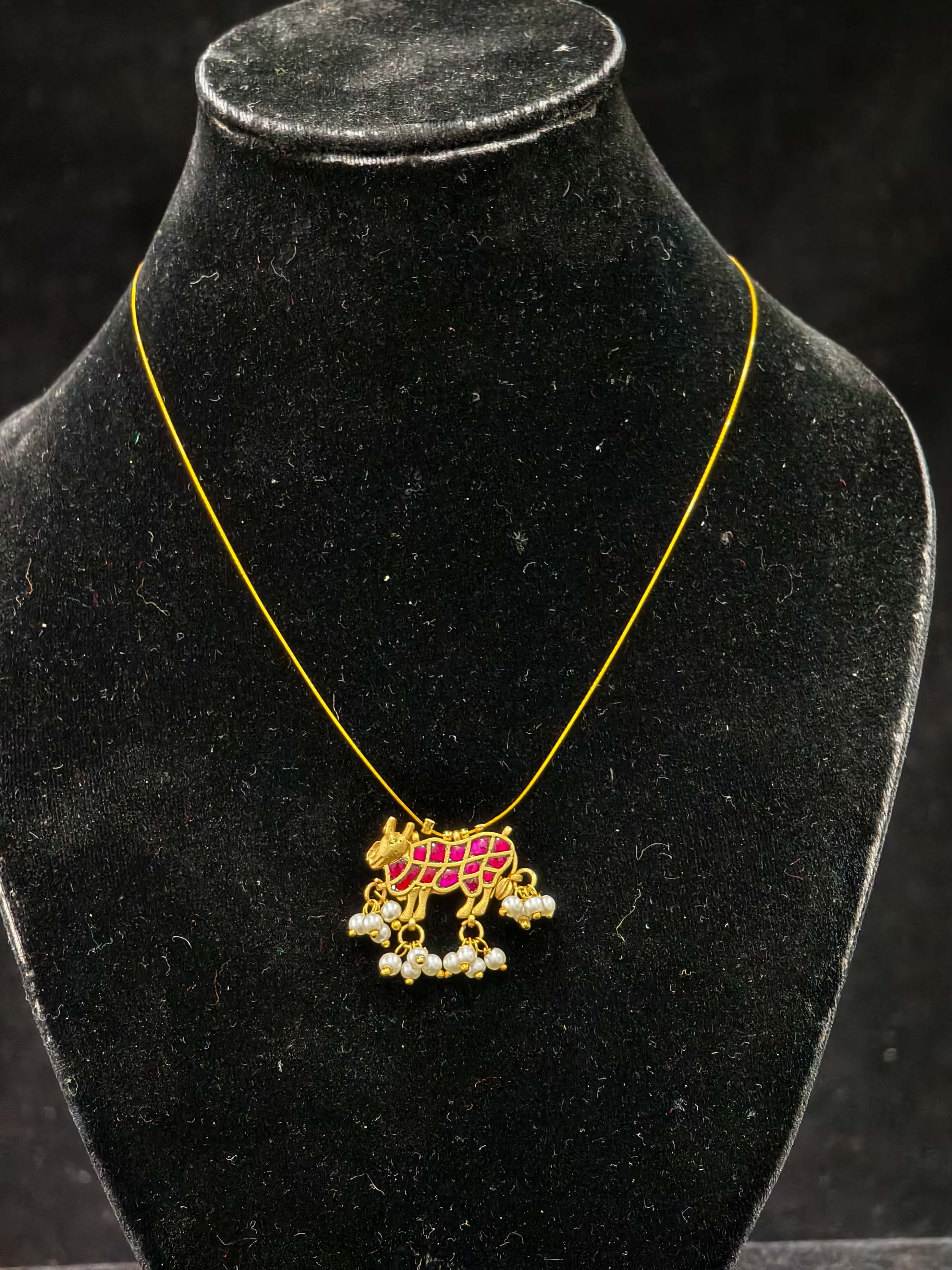 Pichwai Pendant with Pearls on Wire Base pendant | SHOBITAM