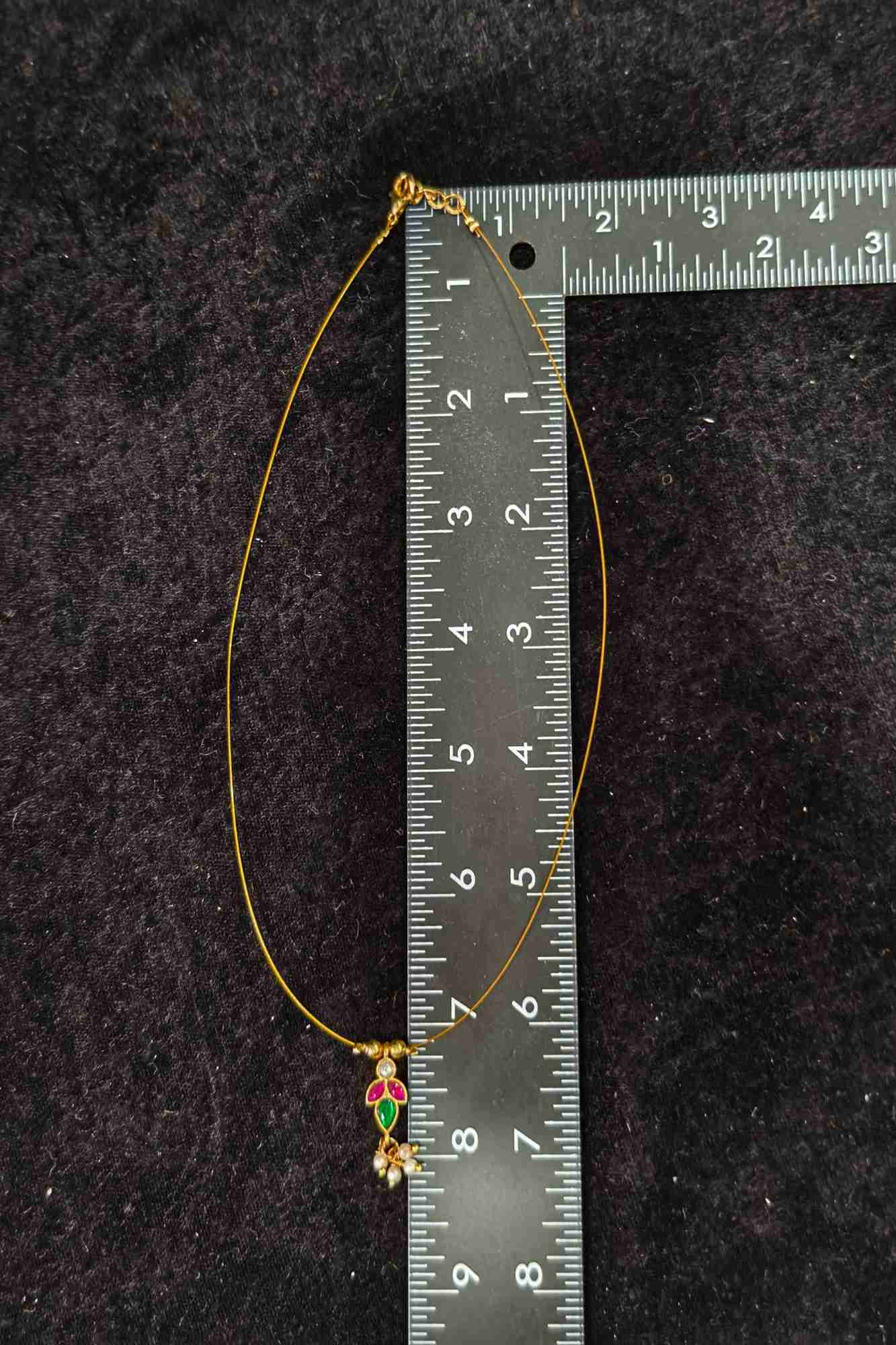 Invisible wire design with Floral Pendant and Jadau Green,Pink Stone