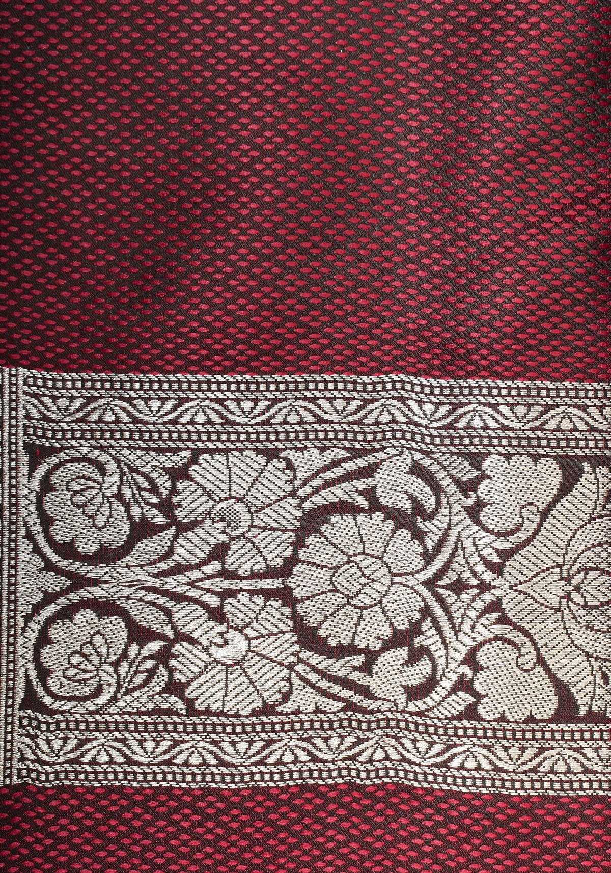 Maroon tone Exquisite Meenakari Vertical Wavy curve zari lines Semi Silk Saree and zari border | SHOBITAM