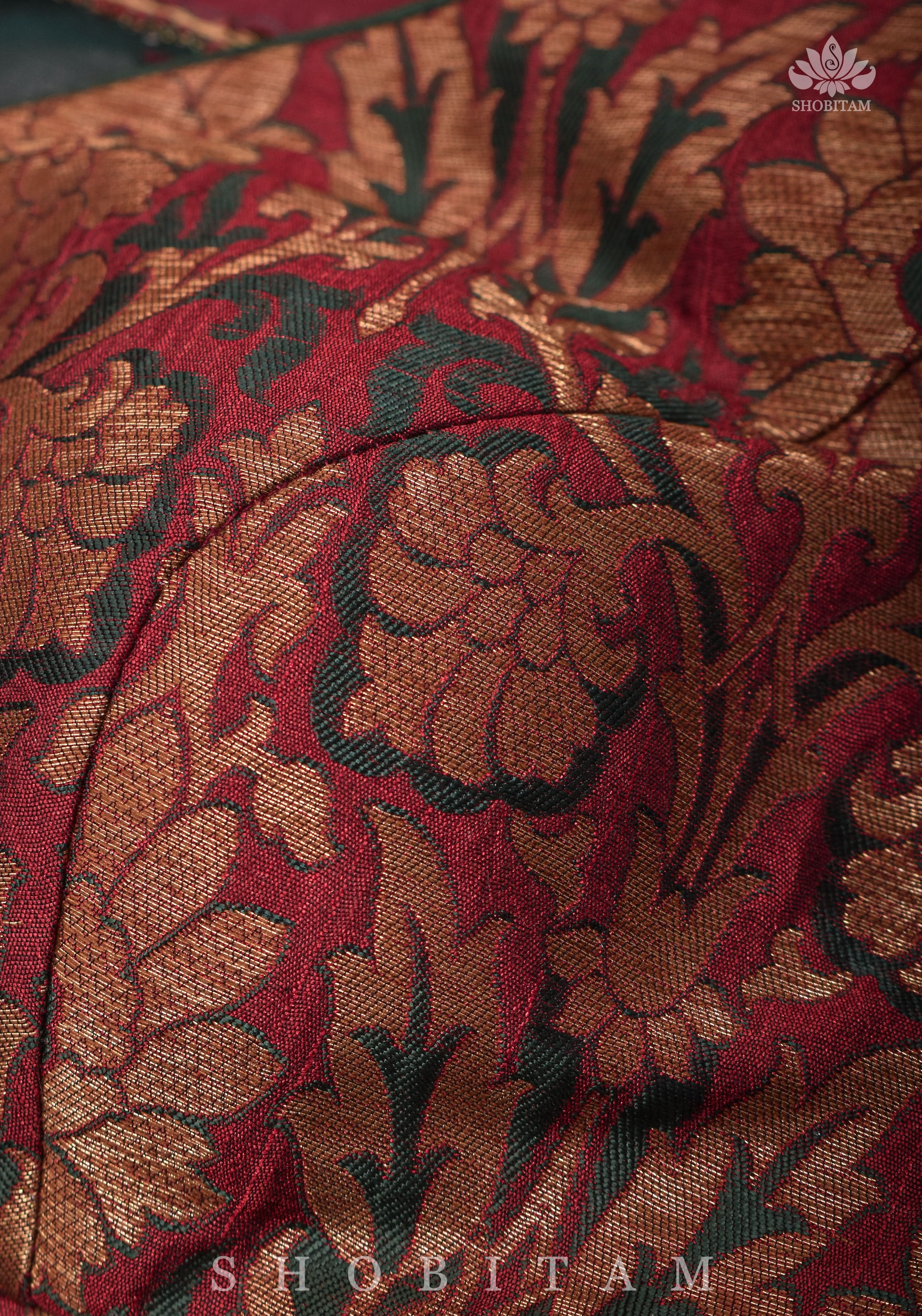 Made to measure: Meenakari Brocade Blouse net round panel with zardosi work. | Shobitam
