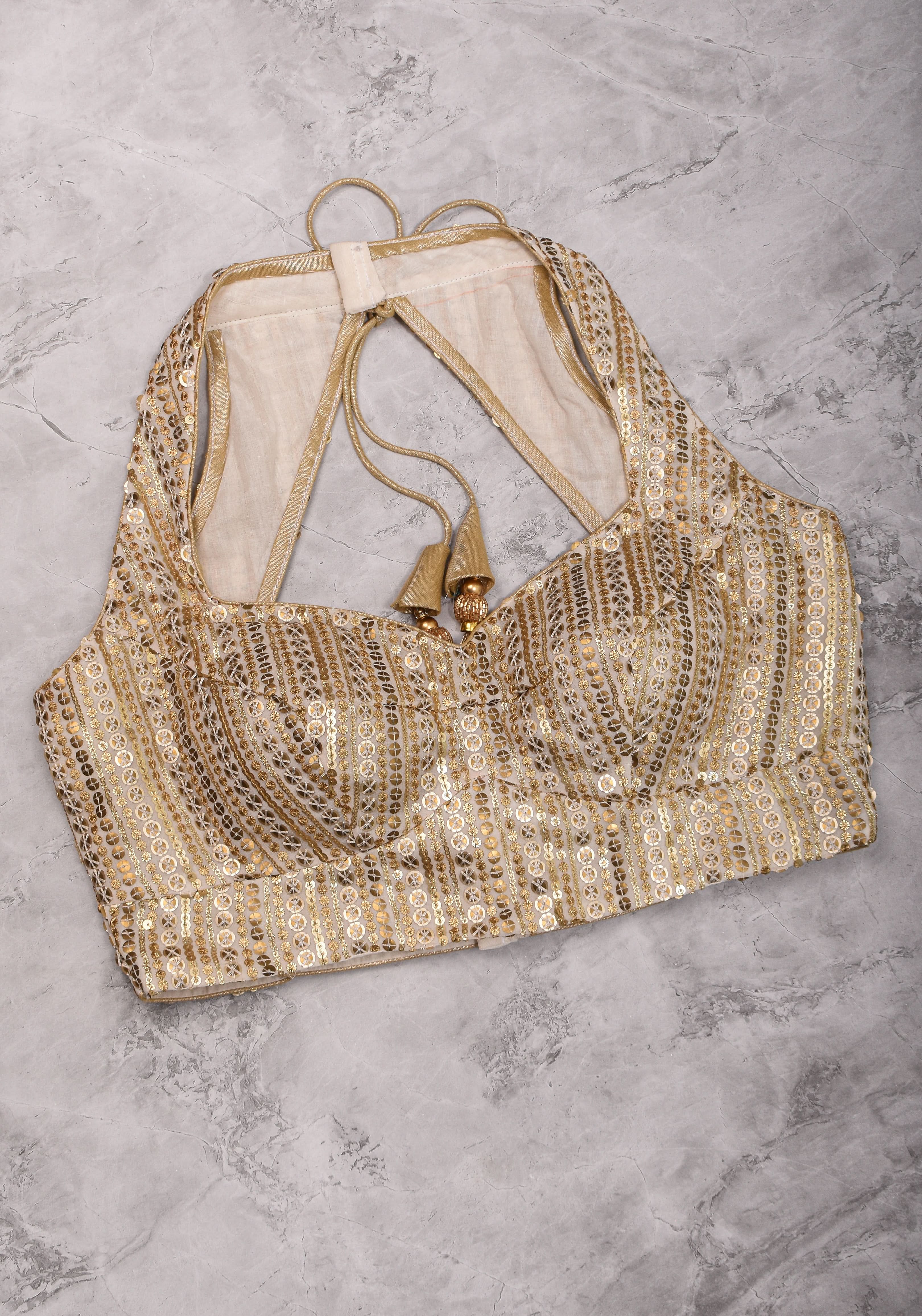 3 Tone sequins, halter neck blouse, mix and match blouse for saree. Made to Order | Shobitam