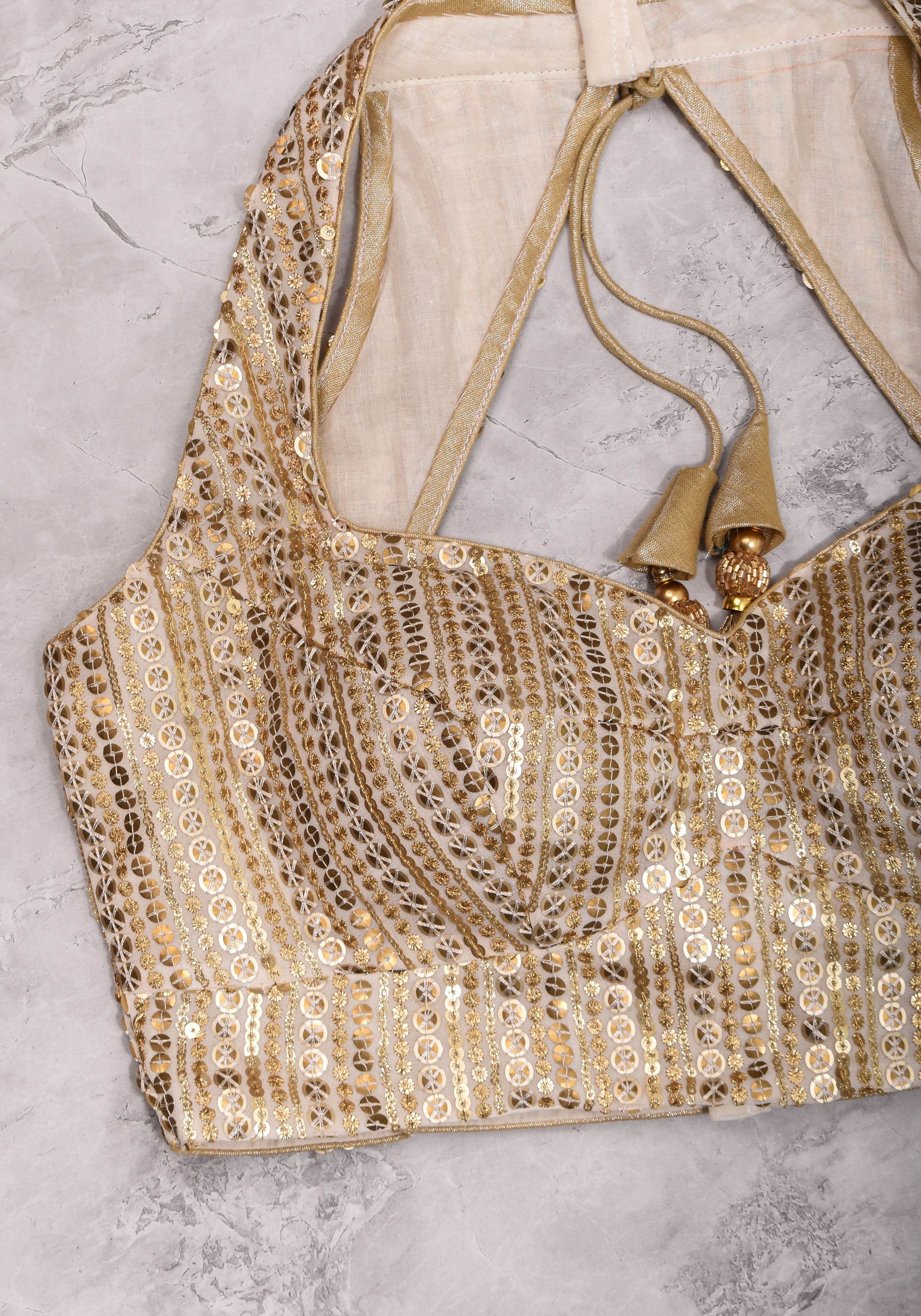 3 Tone sequins, halter neck blouse, mix and match blouse for saree. Made to Order | Shobitam