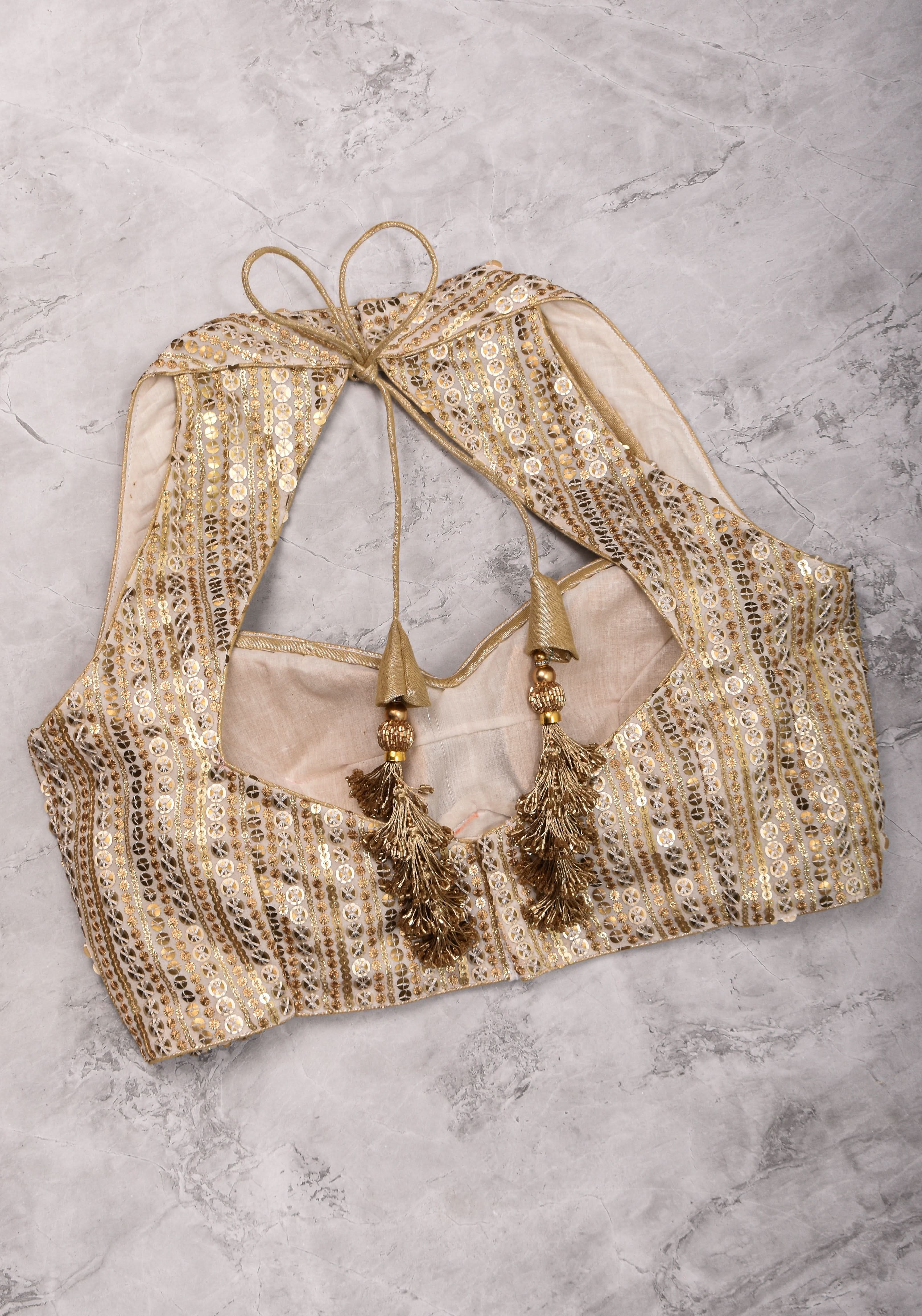 3 Tone sequins, halter neck blouse, mix and match blouse for saree. Made to Order | Shobitam