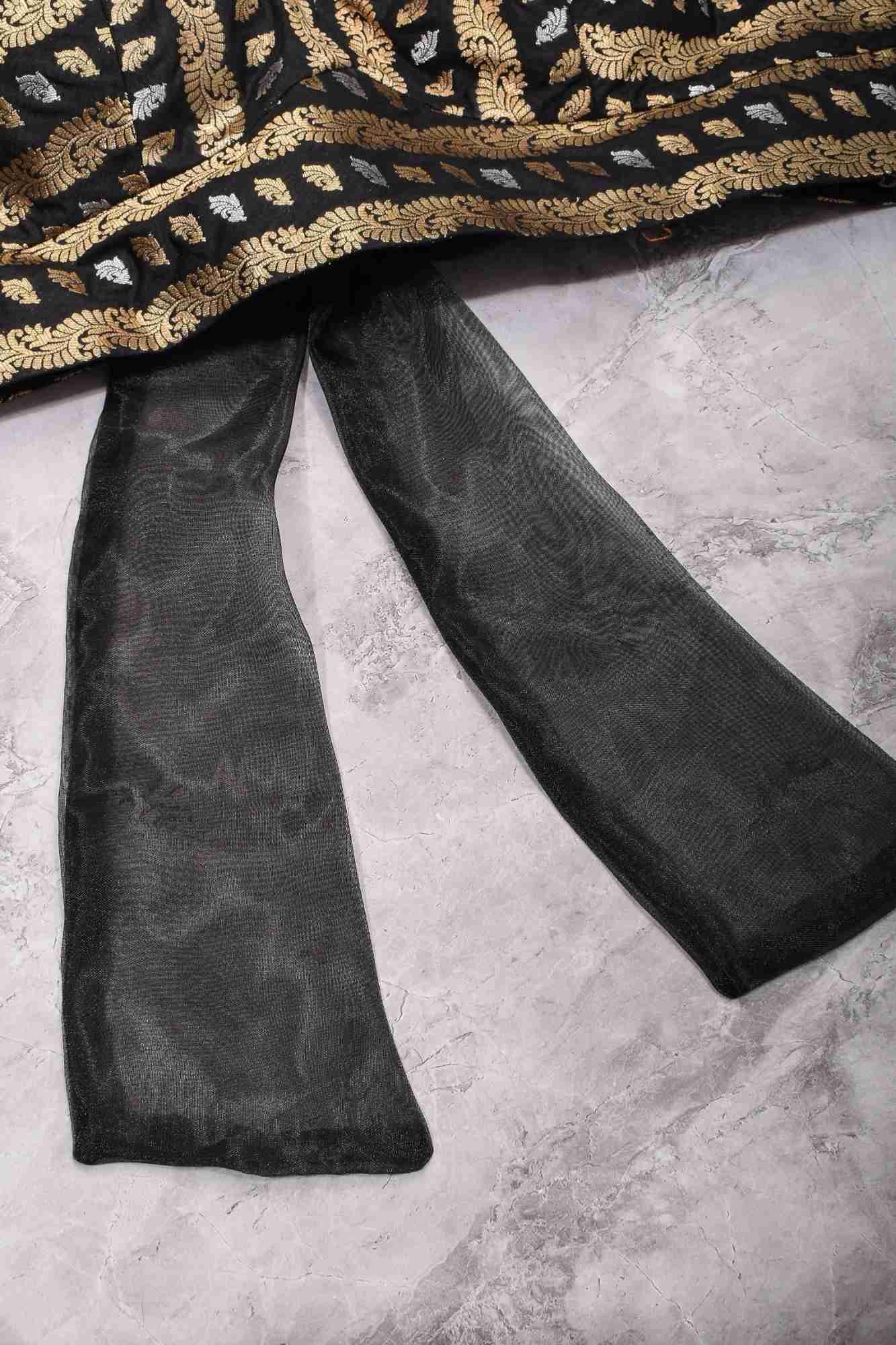 Black Brocade Blouse with Organza Puff Sleeves Mix and Match Blouse for saree, Made to Order