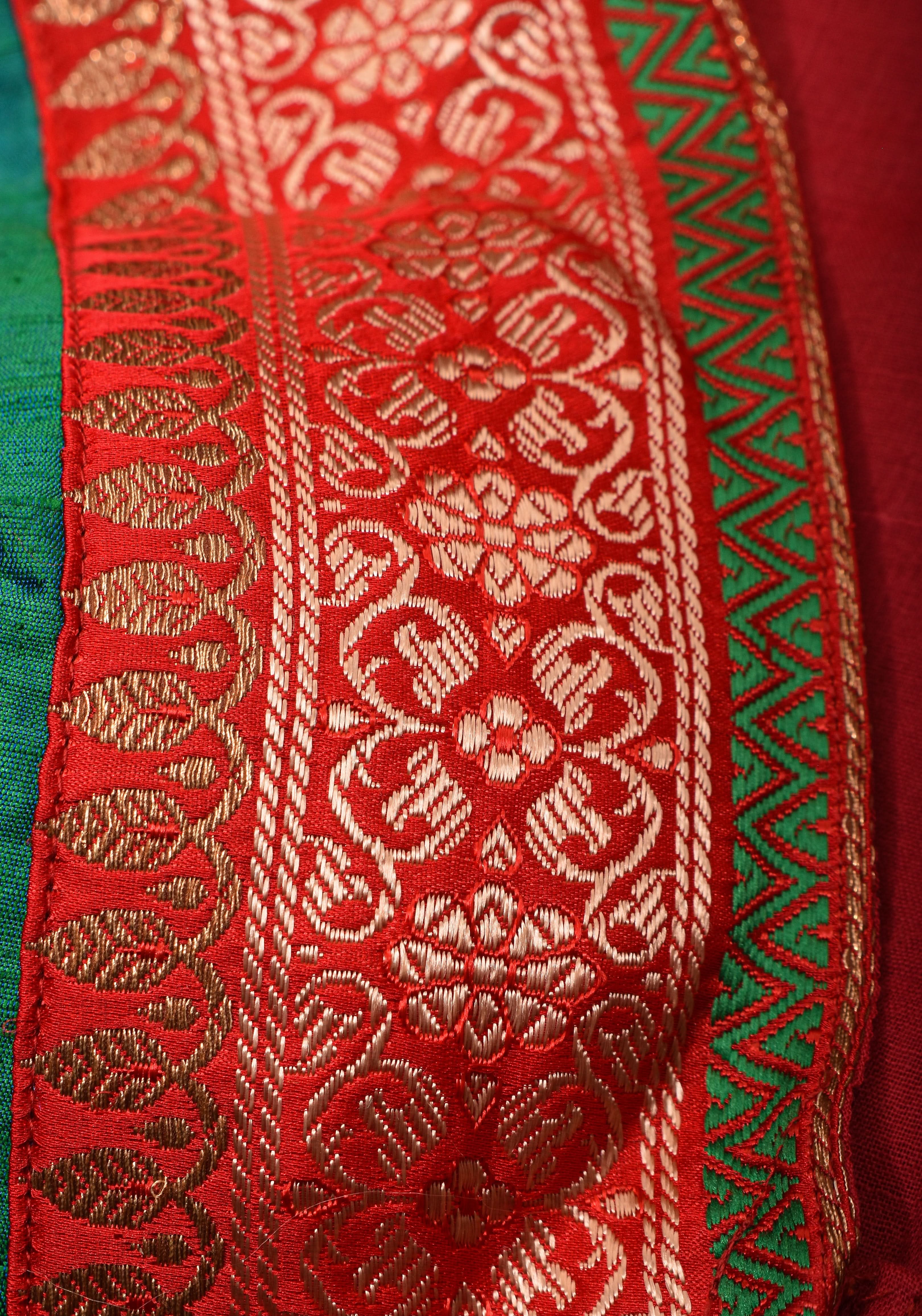 Green Red Blouse with V neck Mix and Match Blouse for saree, Made to Order | Shobitam