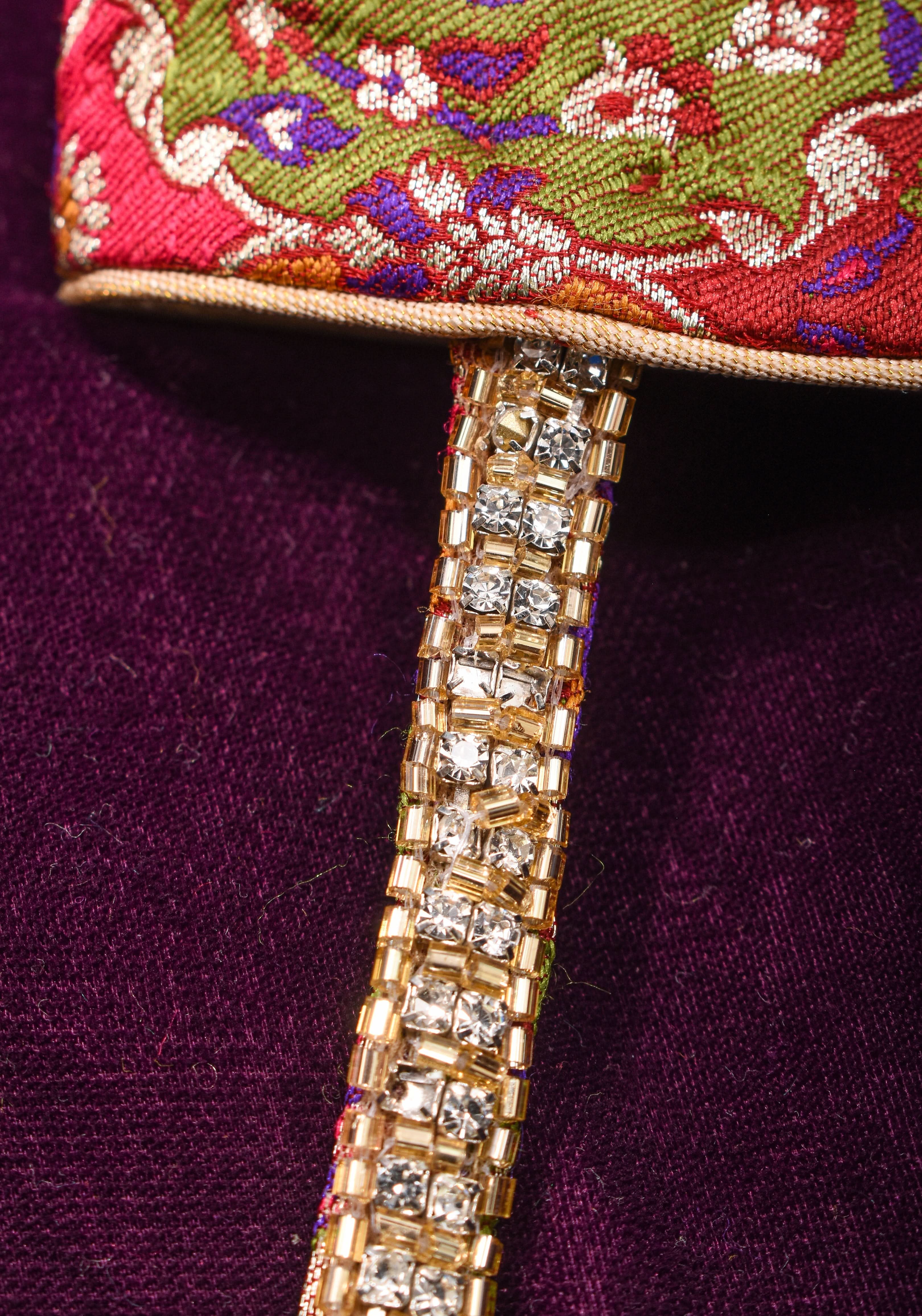 Made To Order: Banarasi Multicolor Brocade blouse with Cutdana Straps | Shobitam