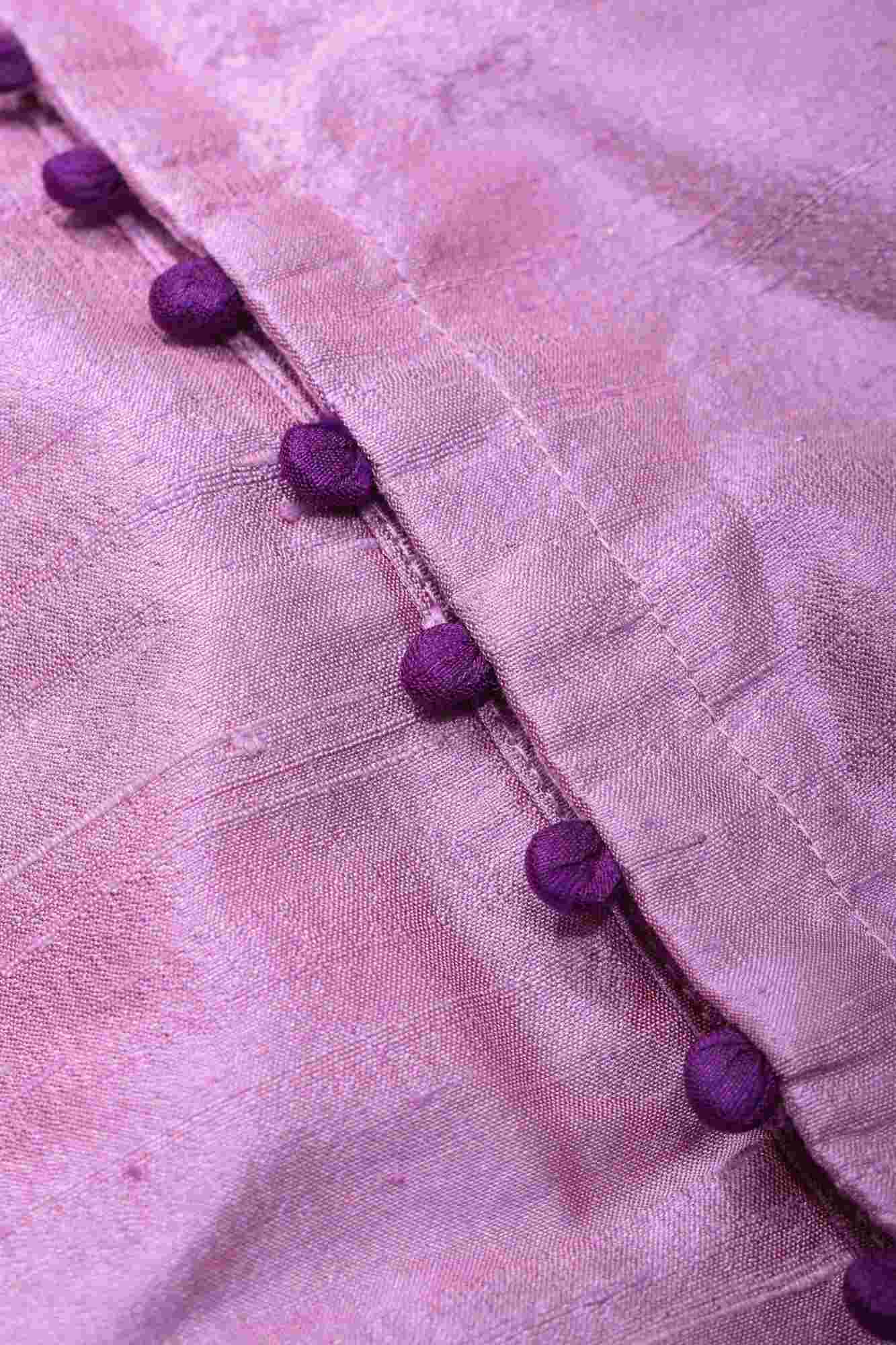 Two Color Pure Raw Sik One Side Ruffle Sleeve Blouse, Made to Order