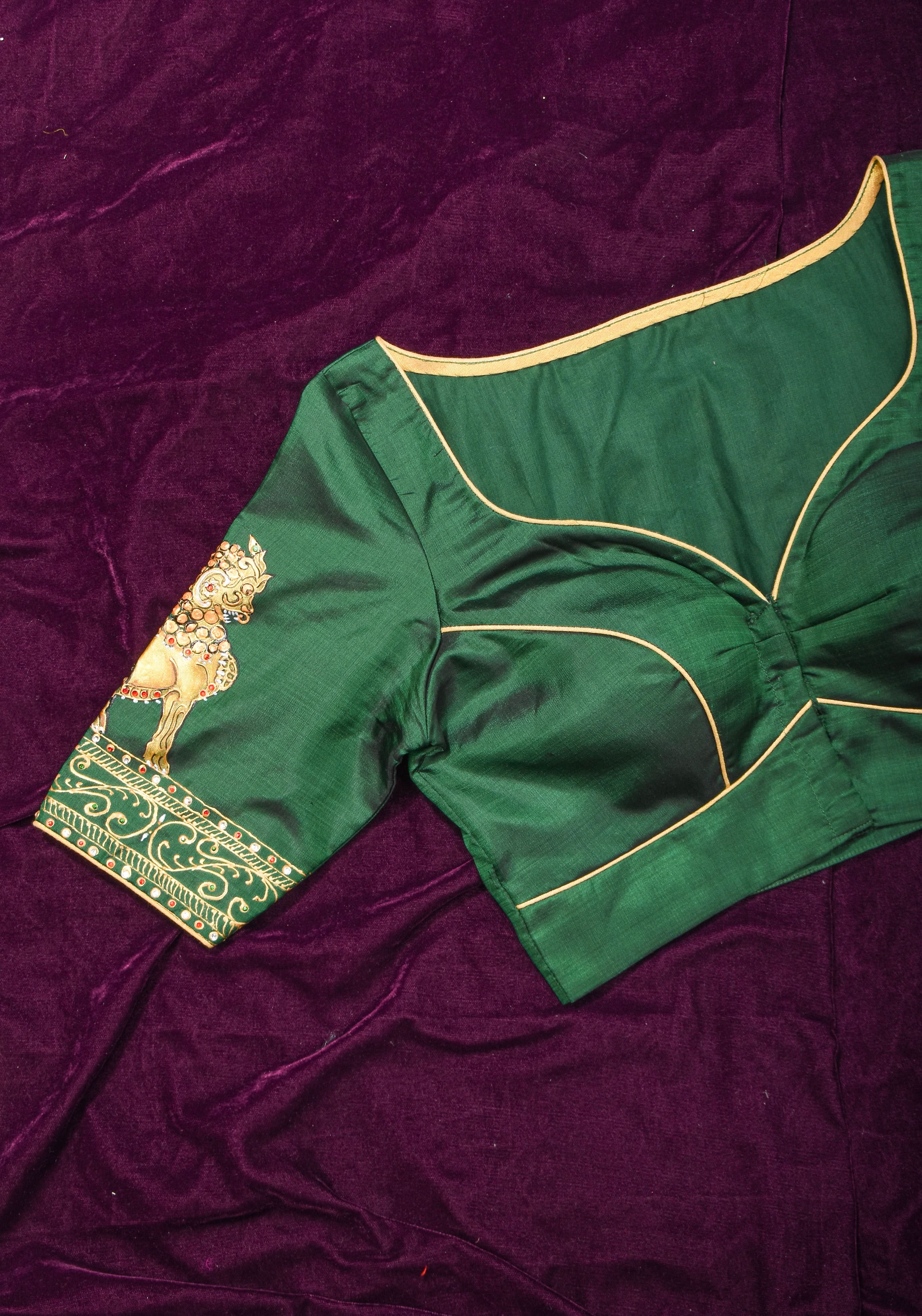 Tanjore Painting Annapakshi And Lion on Pure SIlk, Made to Order | Shobitam