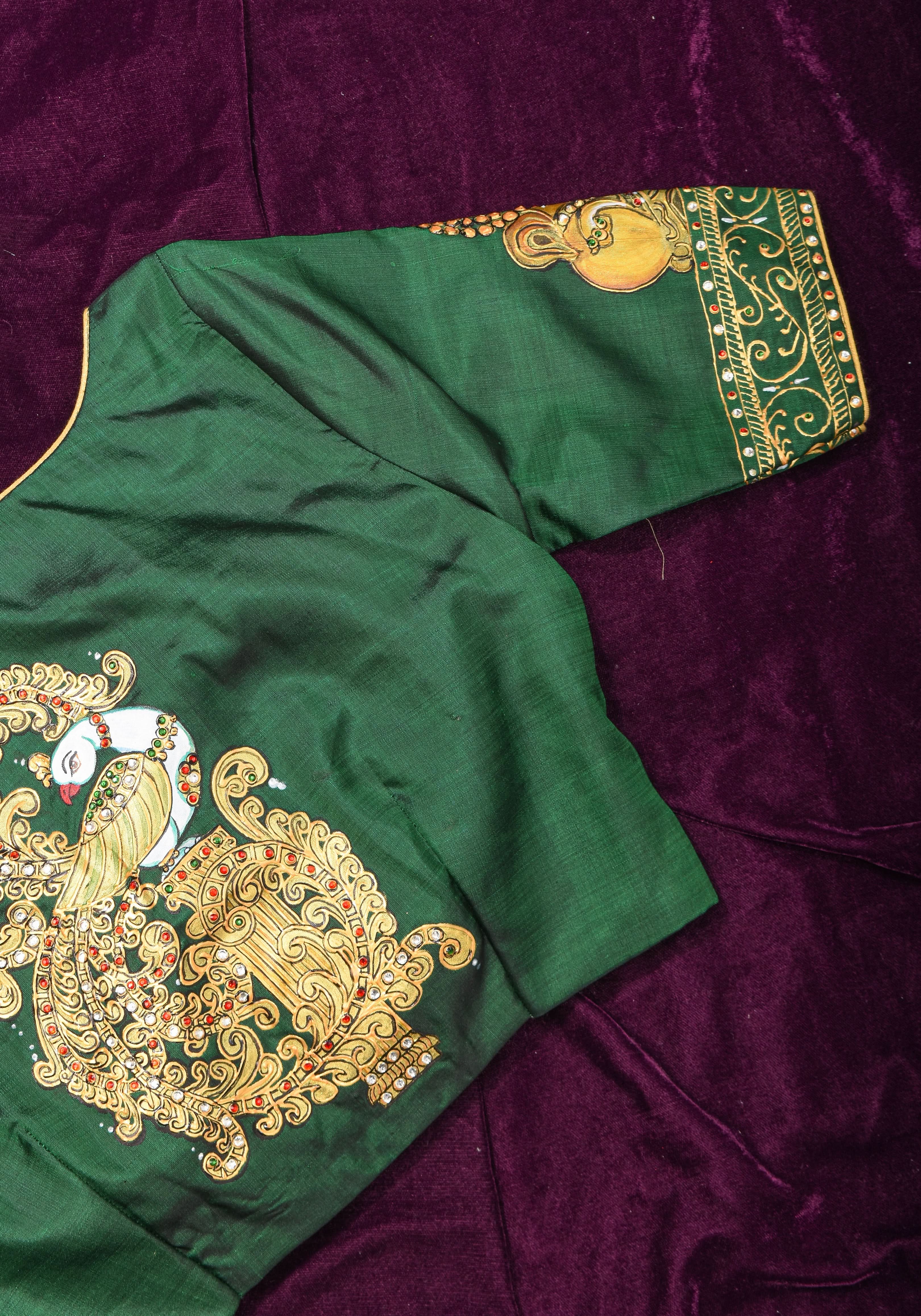 Tanjore Painting Annapakshi And Lion on Pure SIlk, Made to Order | Shobitam