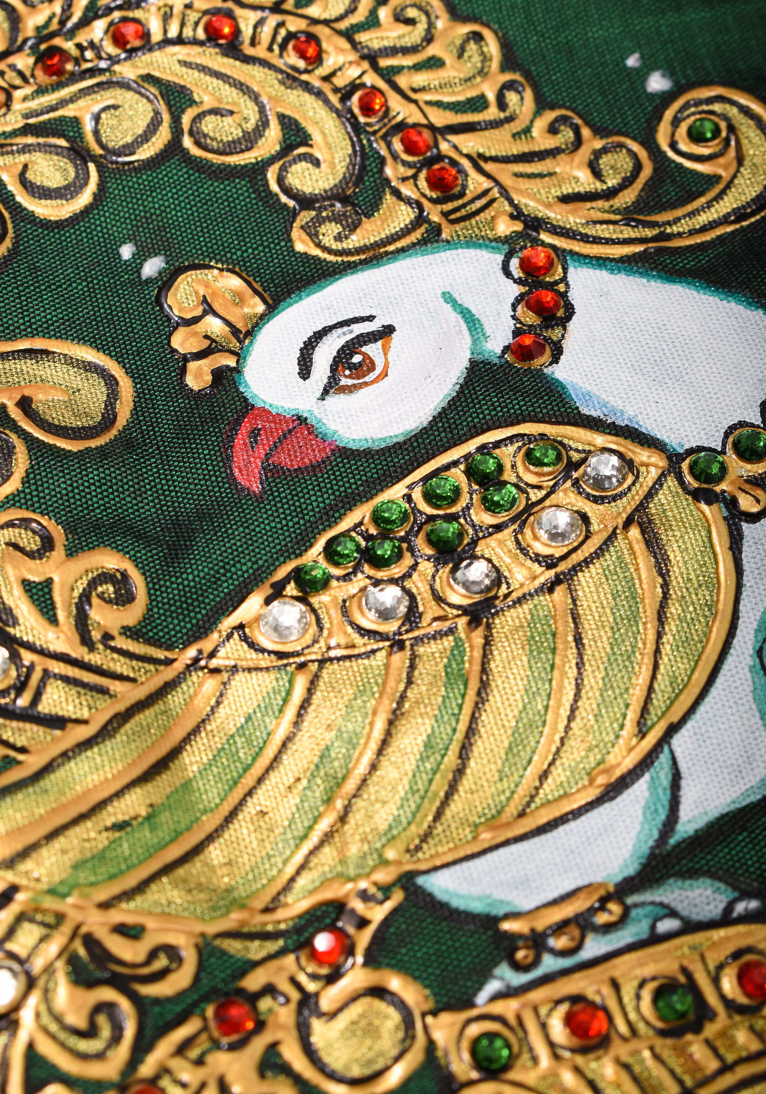 Tanjore Painting Annapakshi And Lion on Pure SIlk, Made to Order | Shobitam