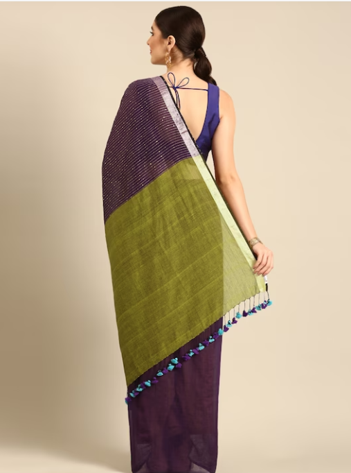 Pure Cotton Handloom Sequins Saree