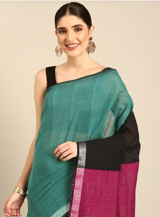 Pure Cotton Handloom Sequins Saree | Shobitam