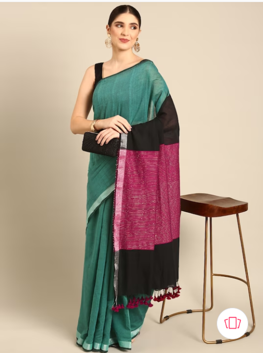 Pure Cotton Handloom Sequins Saree | Shobitam