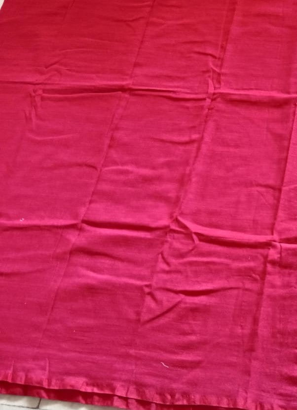Magenta Cotton Kantha Stitch Saree with blouse piece | SHOBITAM