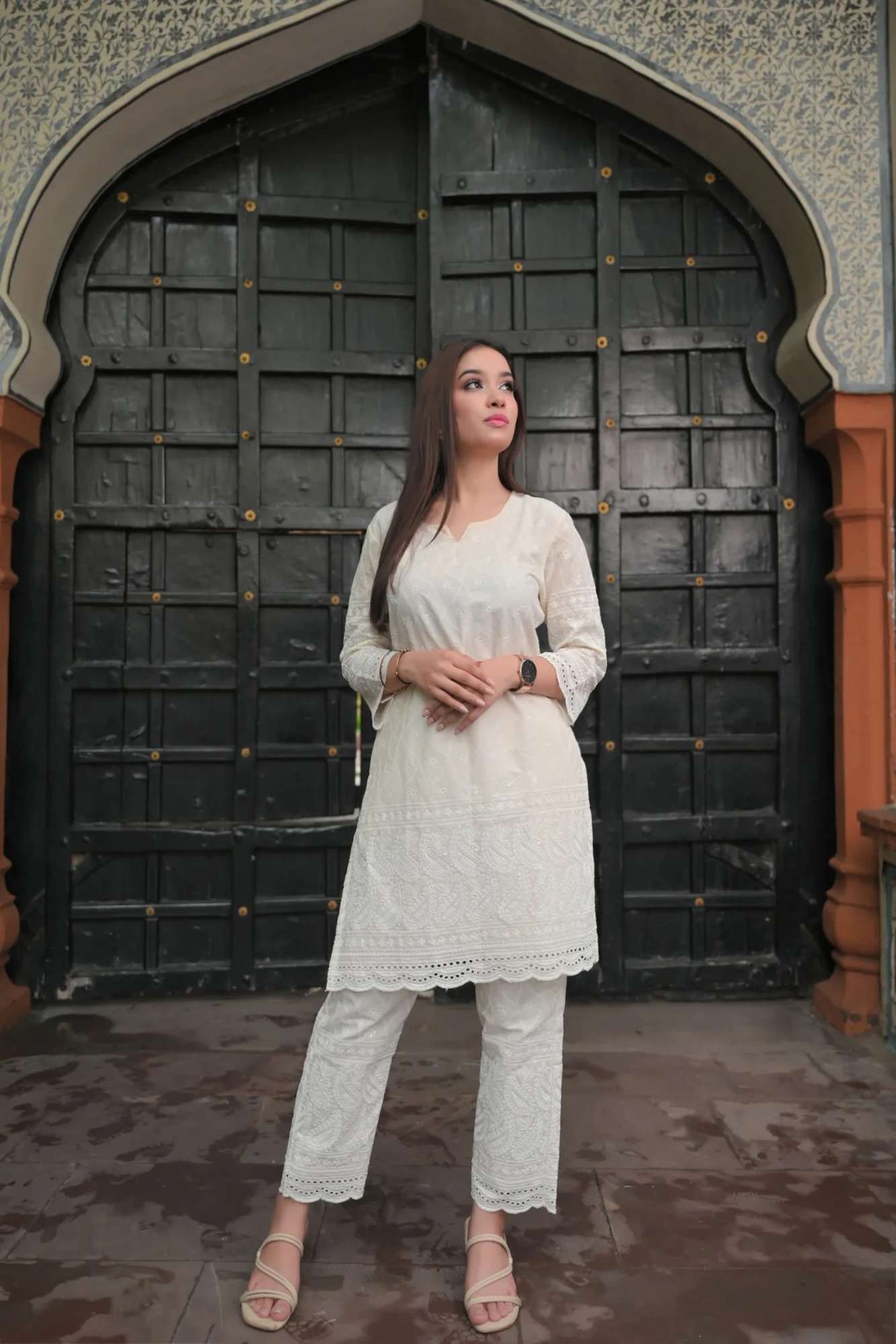 White Lily Eyelet Cotton Co-ord Set | Made To Order