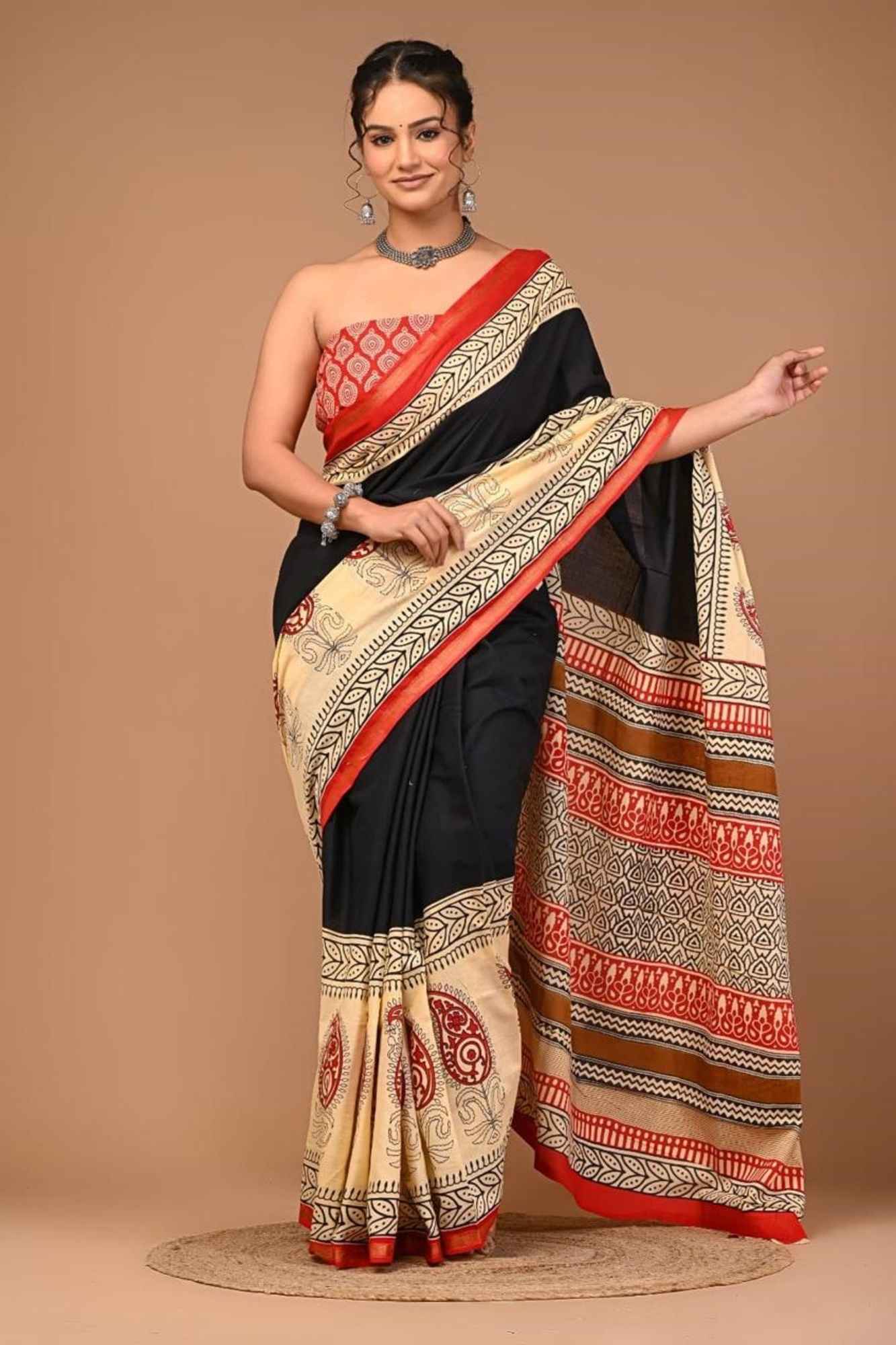 Cotton Jaipuri Ready To Wear Saree