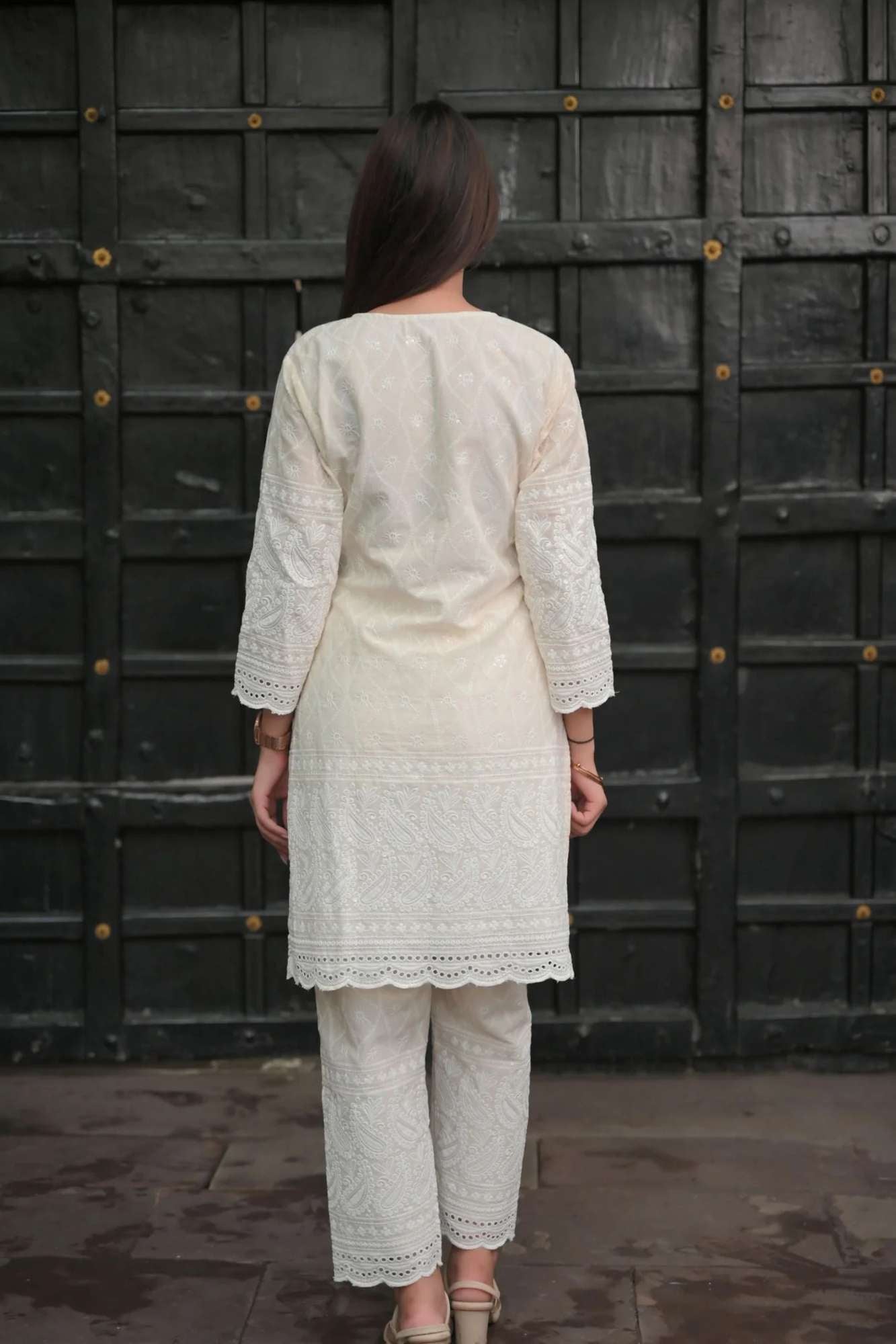 White Lily Eyelet Cotton Co-ord Set | Made To Order