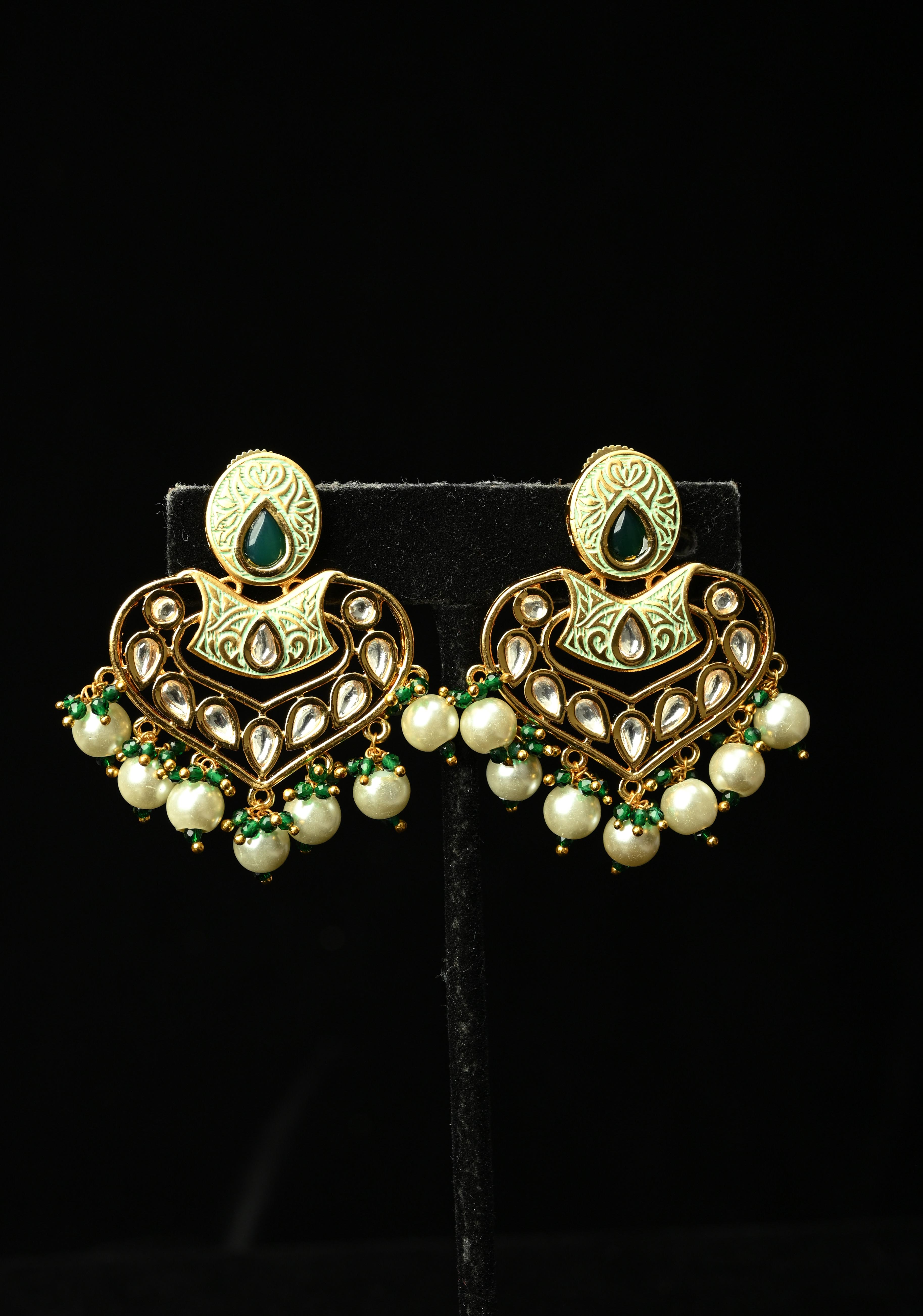 Resham Green Dangle Pearl Earring | Shobitam