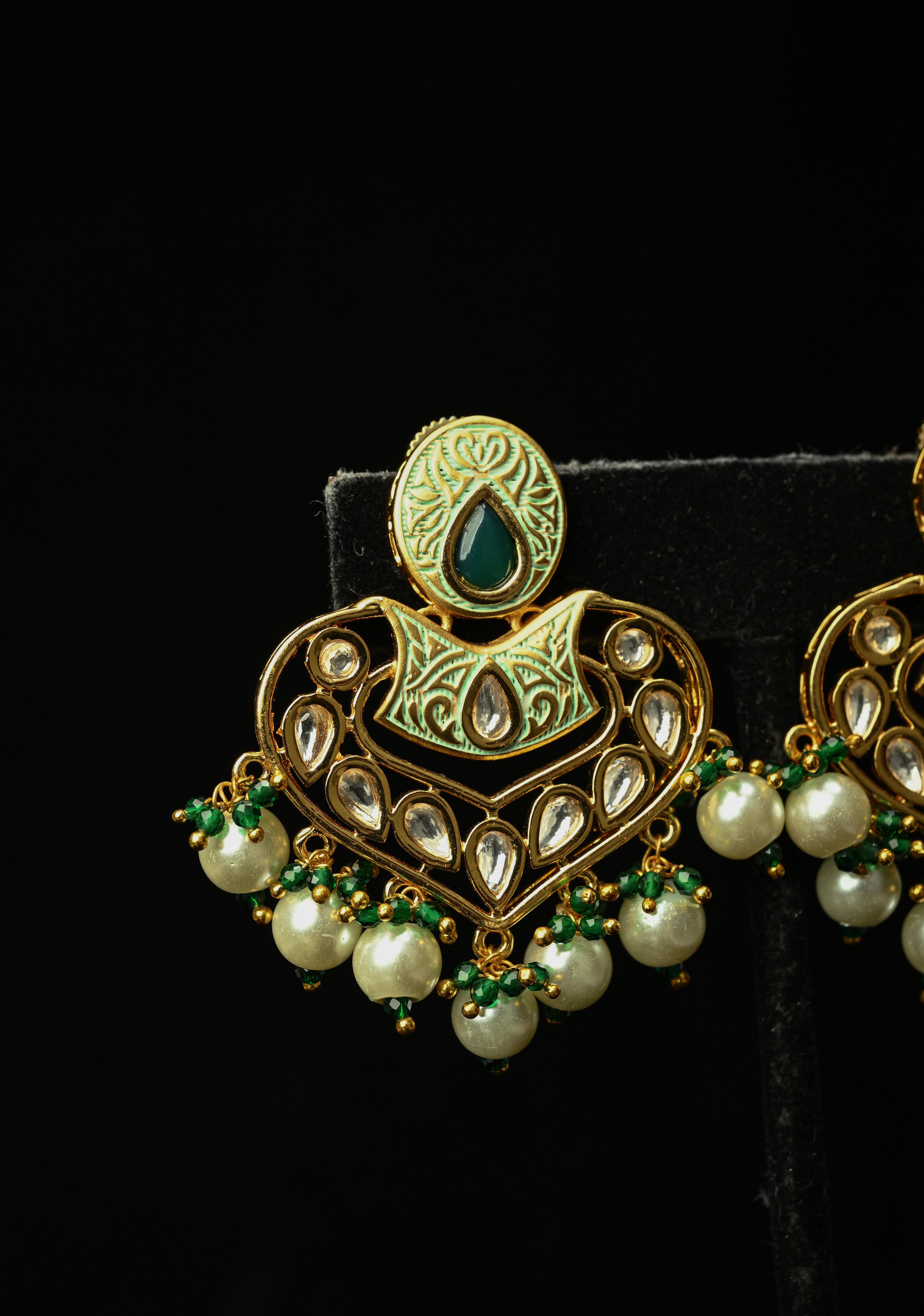 Resham Green Dangle Pearl Earring | Shobitam
