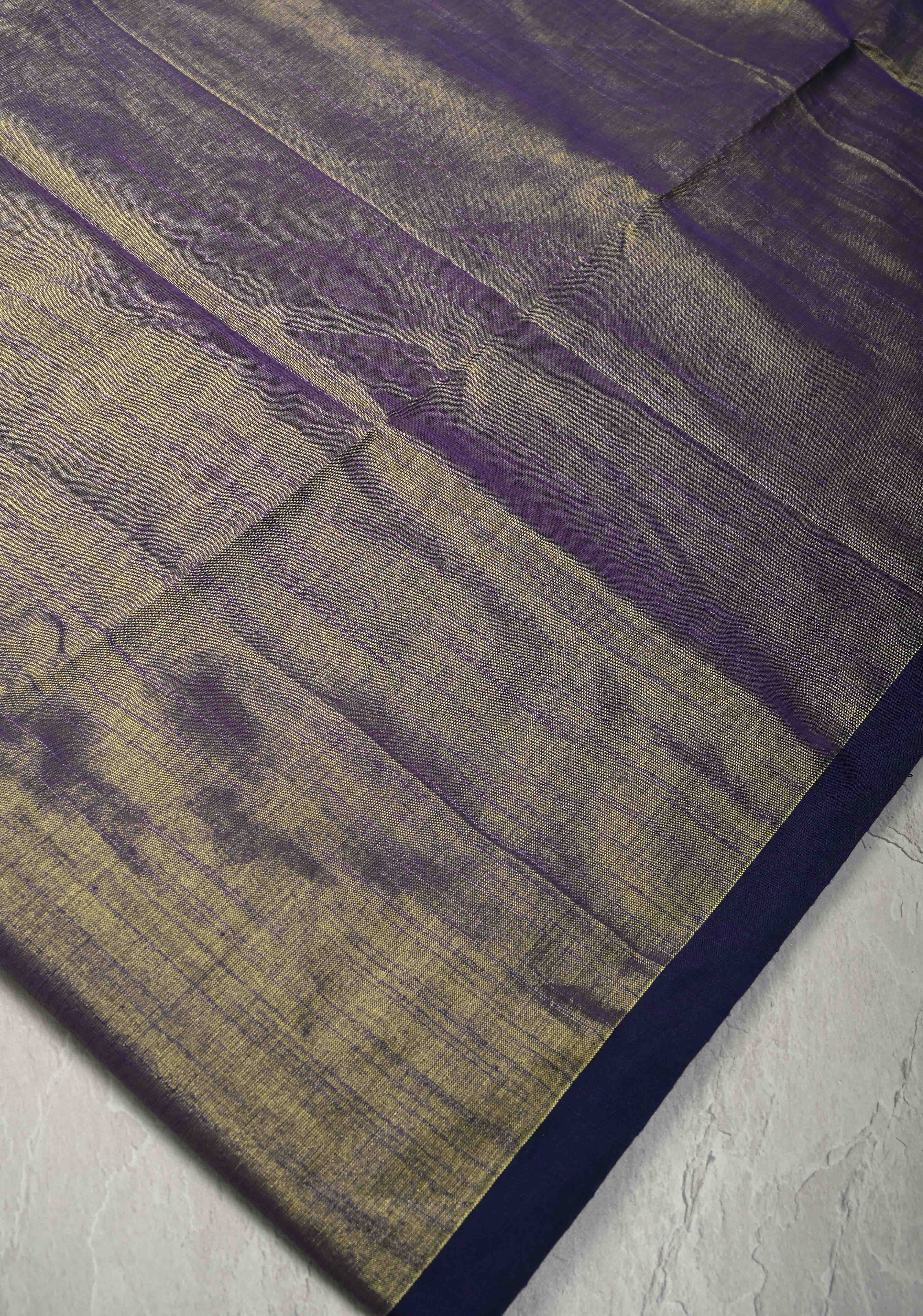 Blue Tissue by Tissue Saree with Minimal Borders | Shobitam