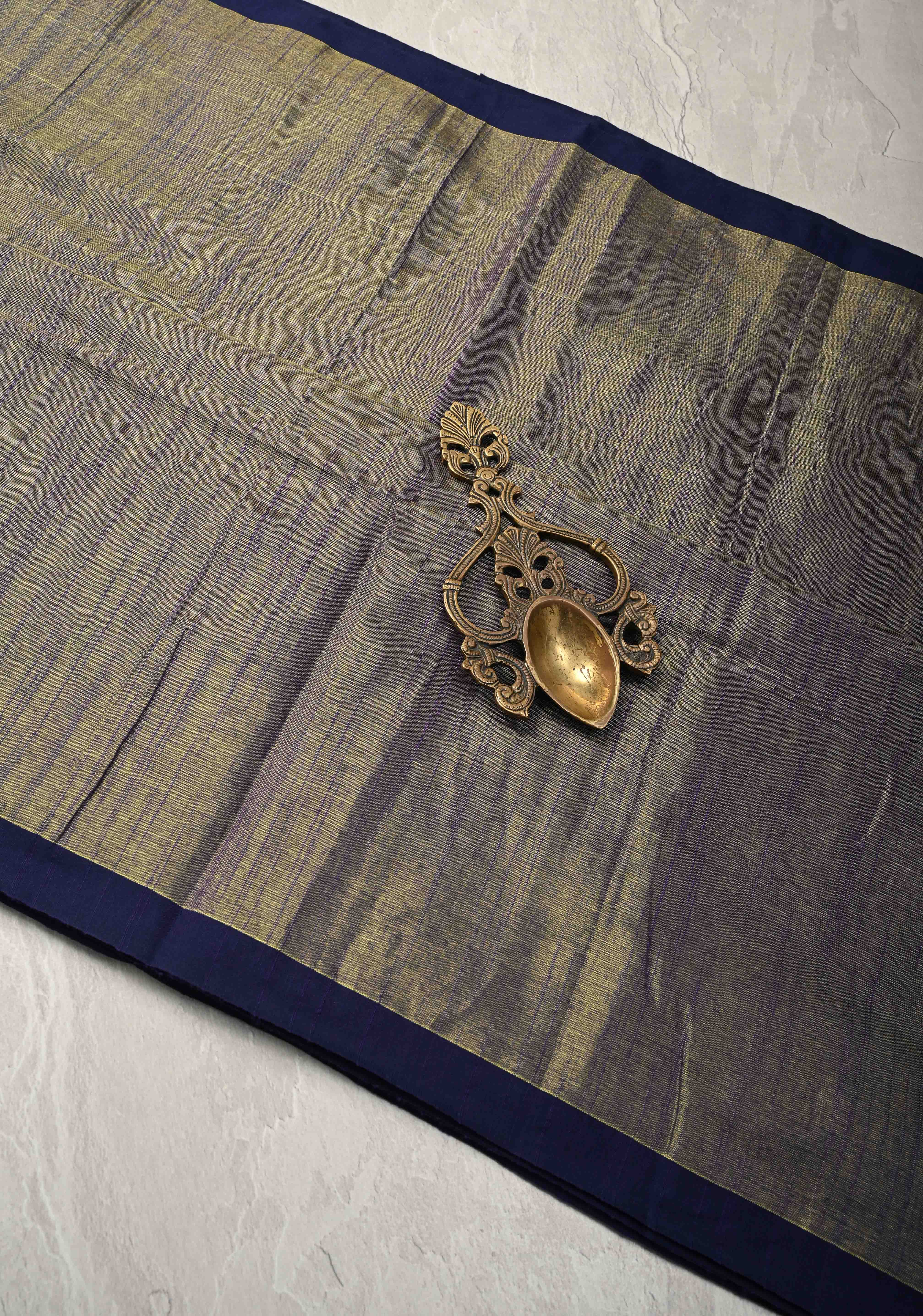 Blue Tissue by Tissue Saree with Minimal Borders | Shobitam