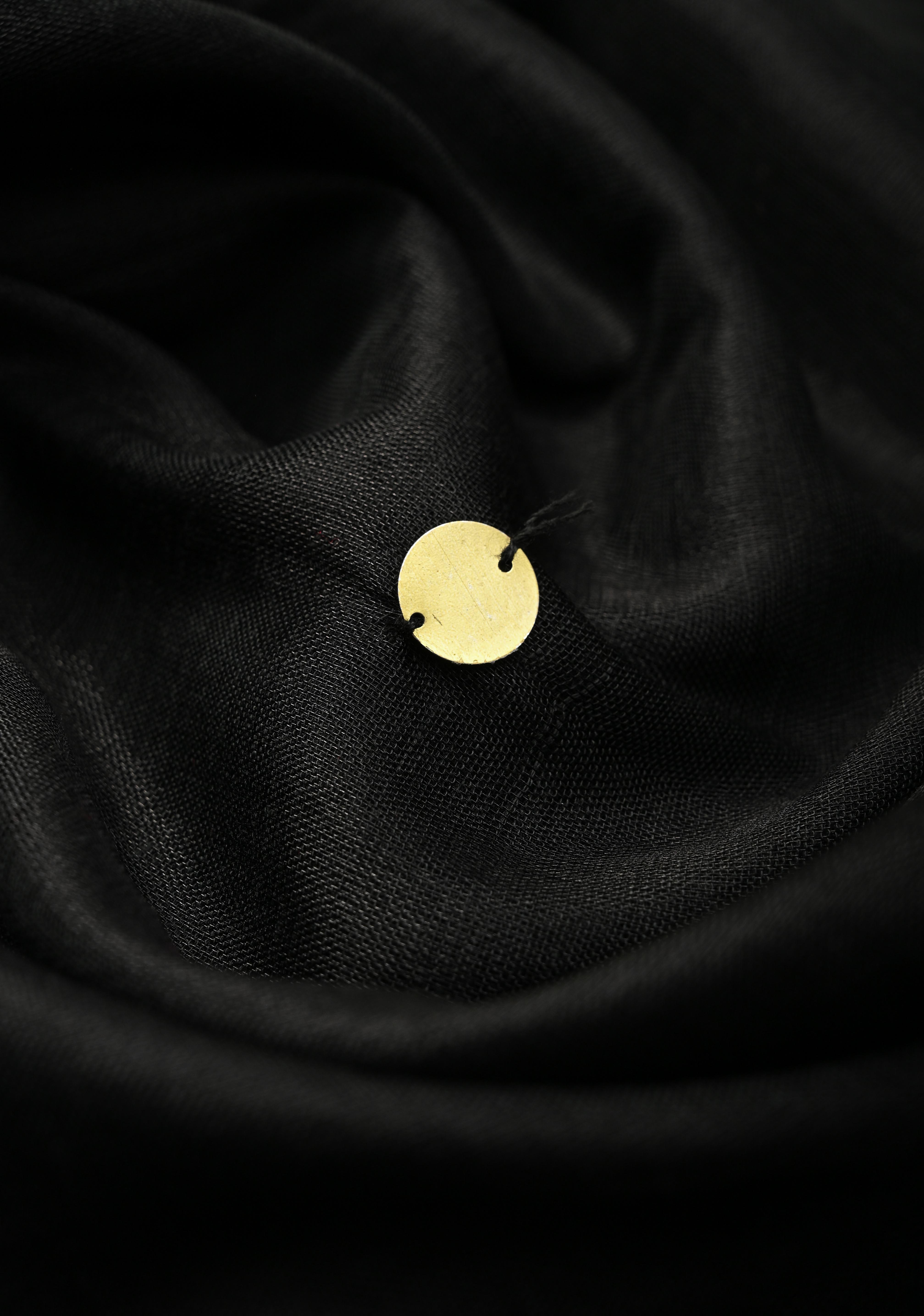 Black Cotton Organza Saree with Tikki Work and Long Tassels. | Shobitam