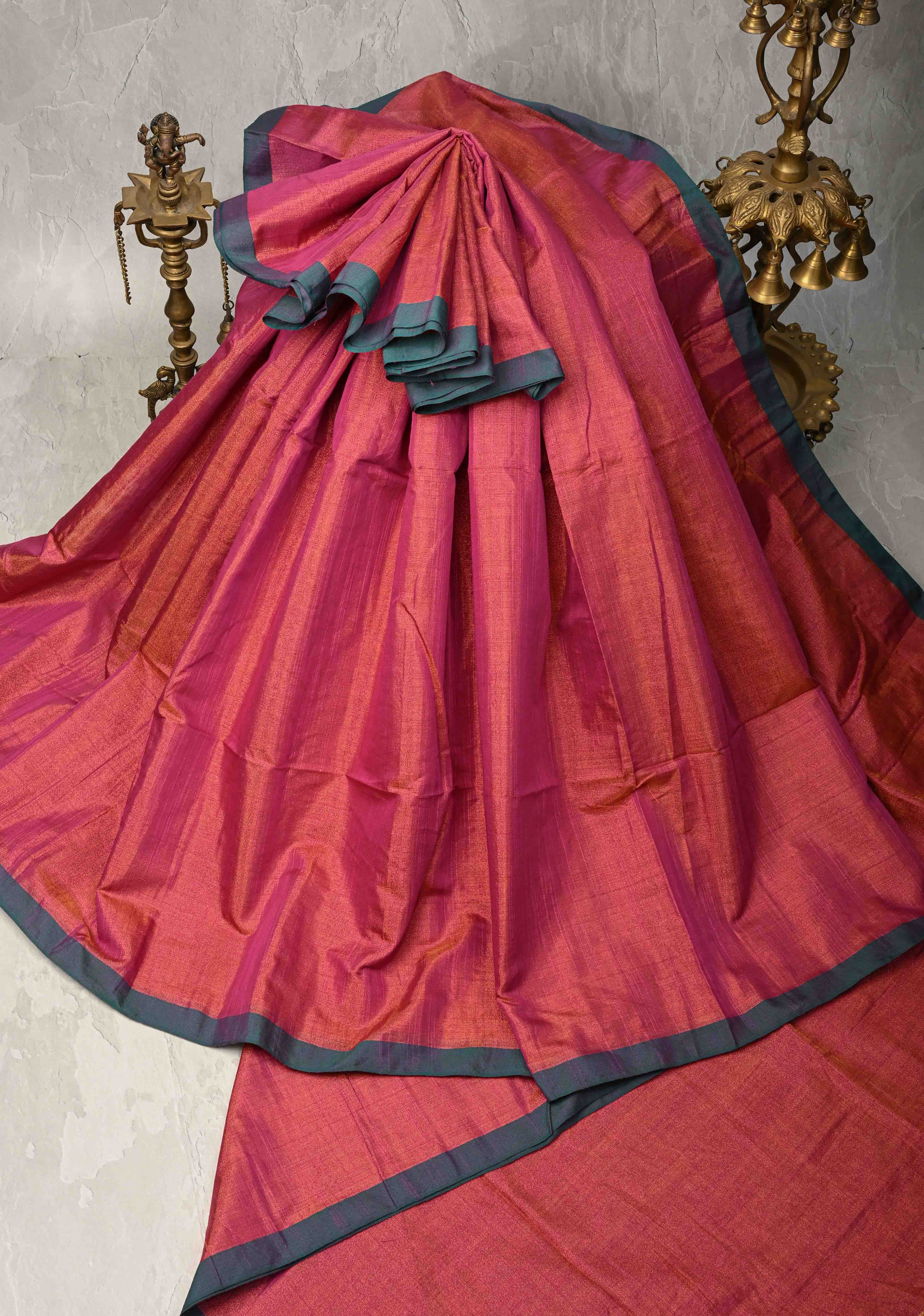 Pink Tissue by Tissue Saree with Minimal Borders | Shobitam